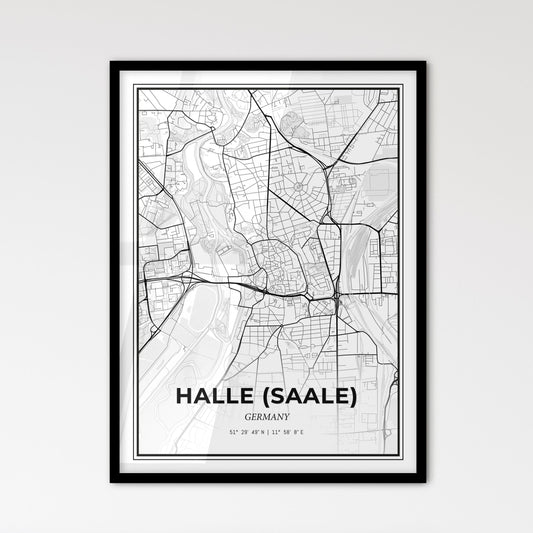 Halle (Saale) Germany - Scandinavian Style City Map for Modern Home Decor