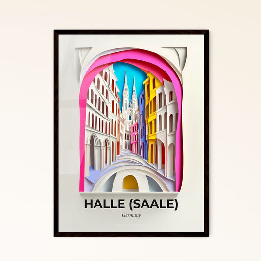 Vivid Halle (Saale), Germany - a paper cut of a city street with a bridge