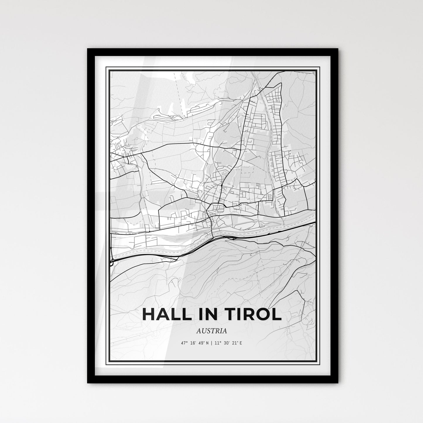 Hall in Tirol Austria - Scandinavian Style City Map for Modern Home Decor