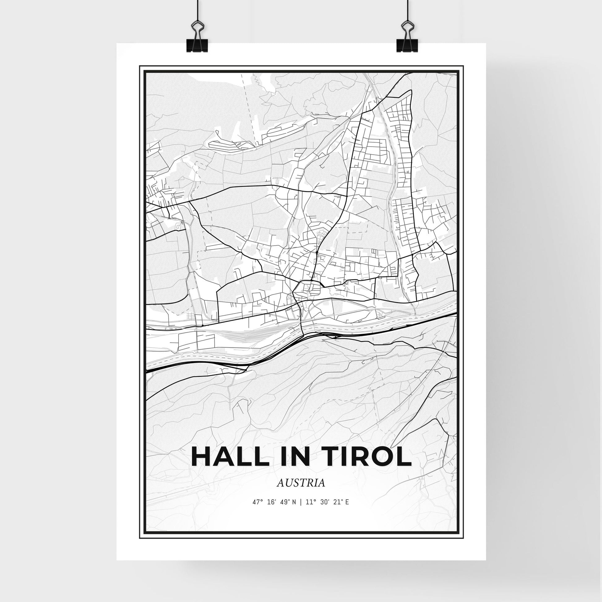 Hall in Tirol Austria - Premium City Map Poster