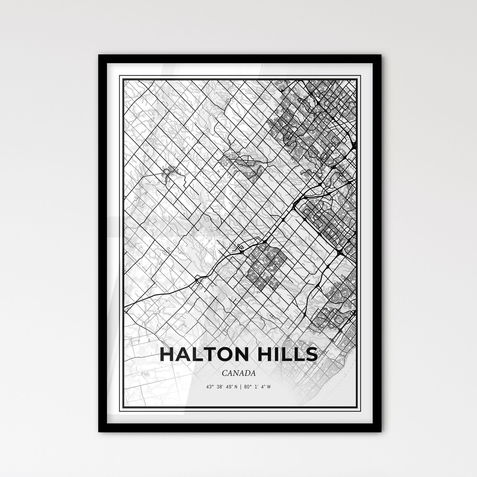 Halton Hills Canada - Scandinavian Style City Map for Modern Home Decor