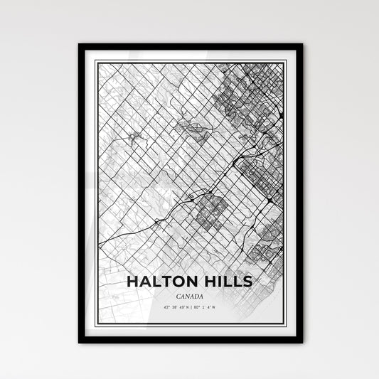 Halton Hills Canada - Scandinavian Style City Map for Modern Home Decor