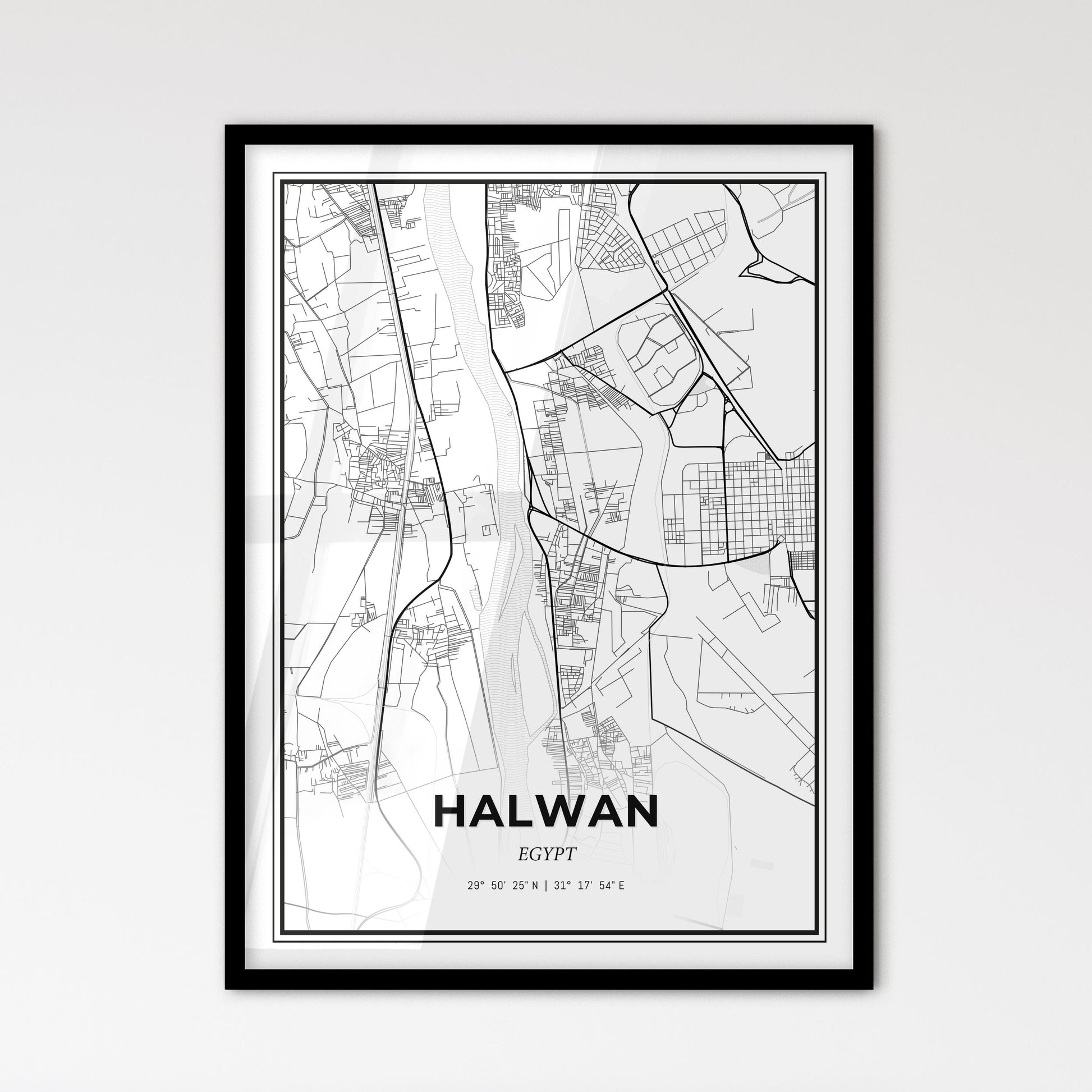 Halwan Egypt - Scandinavian Style City Map for Modern Home Decor