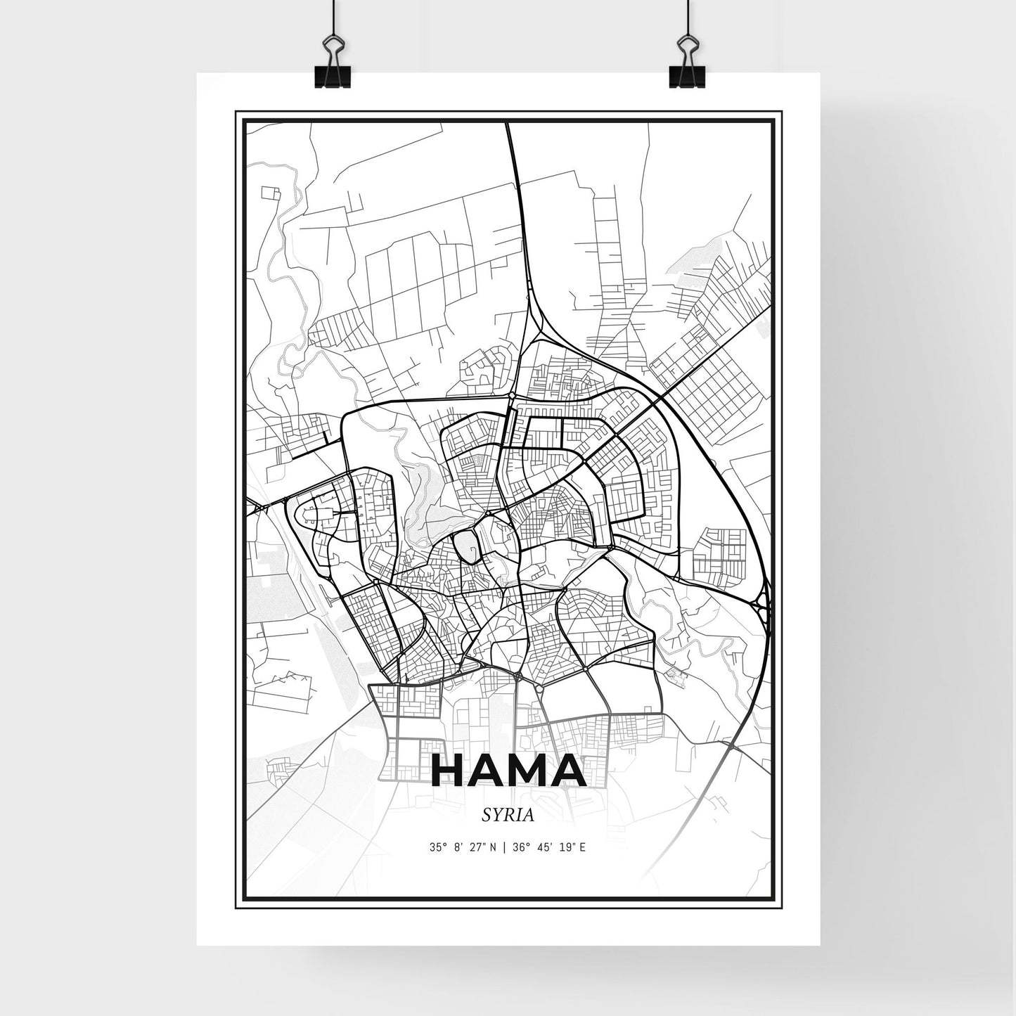 Hama Syria - Premium City Map Poster