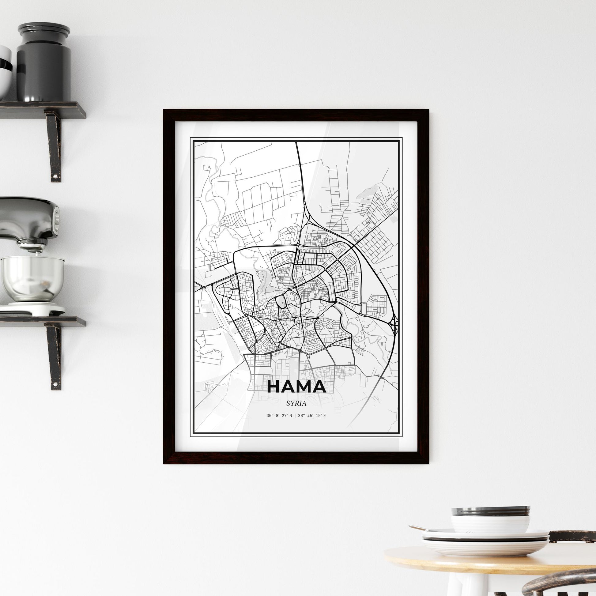 Hama Syria - Minimal City Map