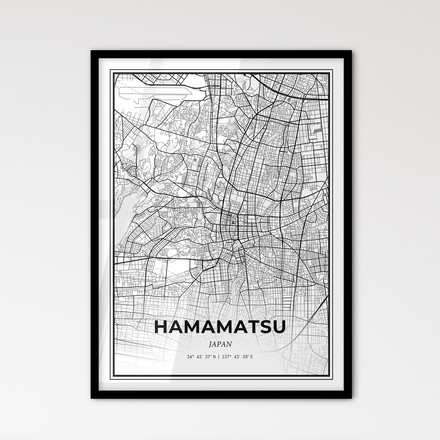 Hamamatsu Japan - Scandinavian Style City Map for Modern Home Decor