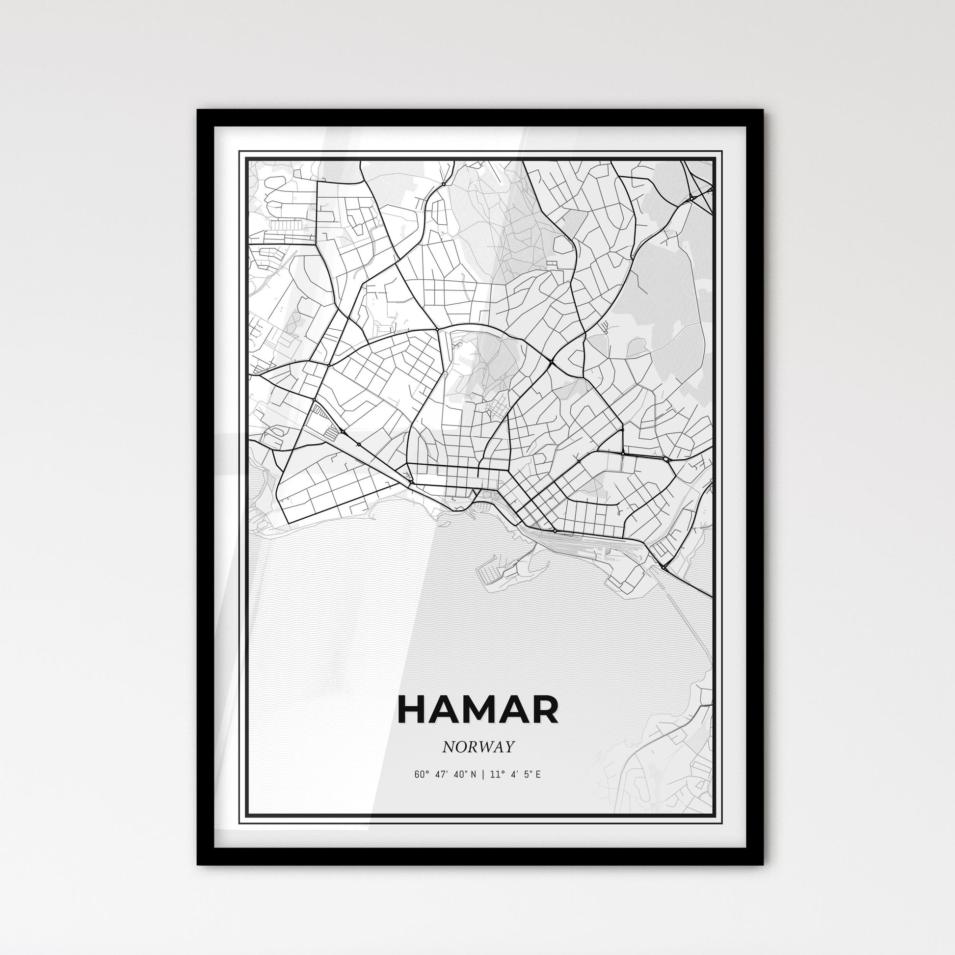 Hamar Norway - Scandinavian Style City Map for Modern Home Decor