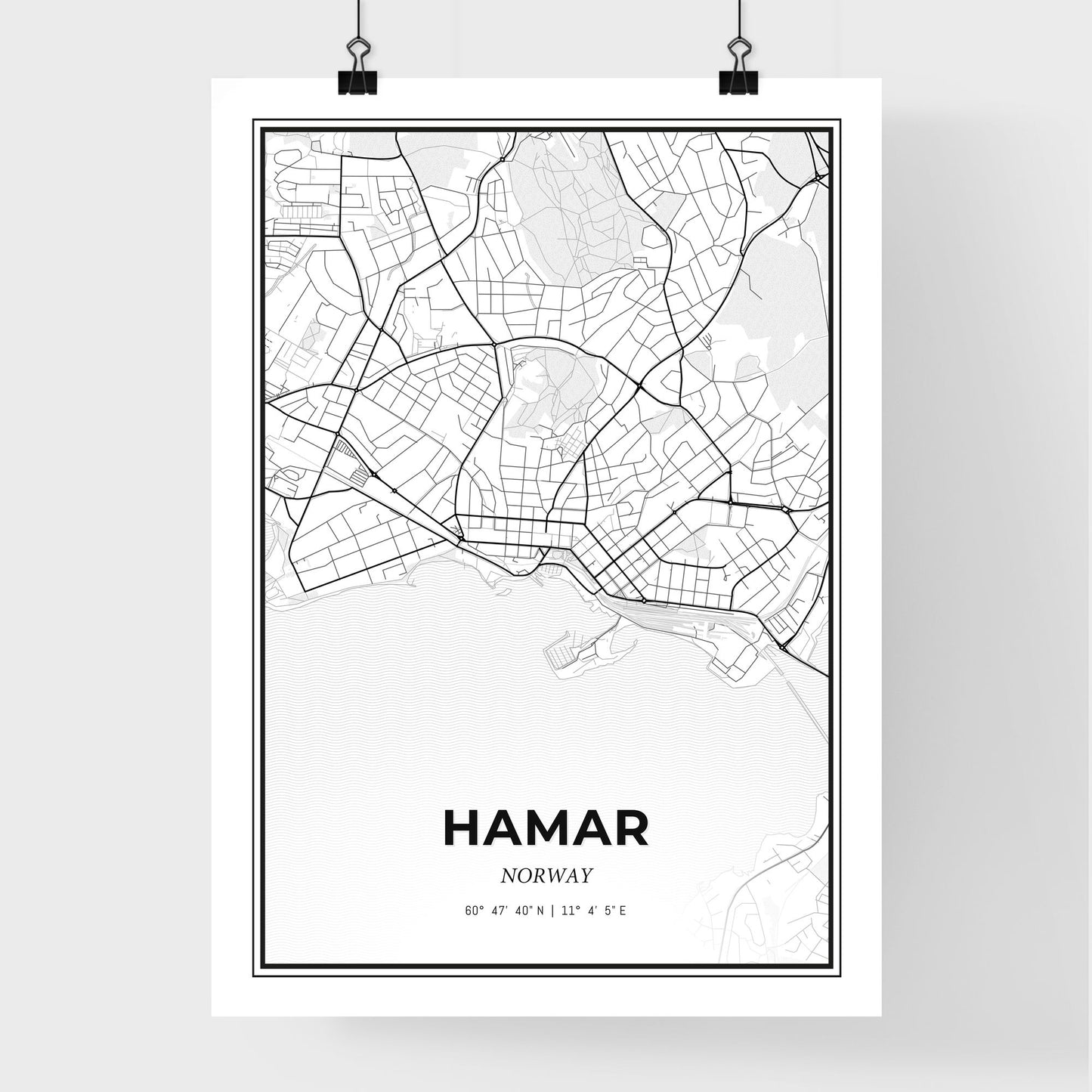 Hamar Norway - Premium City Map Poster