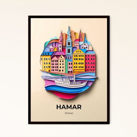 Vivid Hamar, Norway - a paper cut of a city with a boat