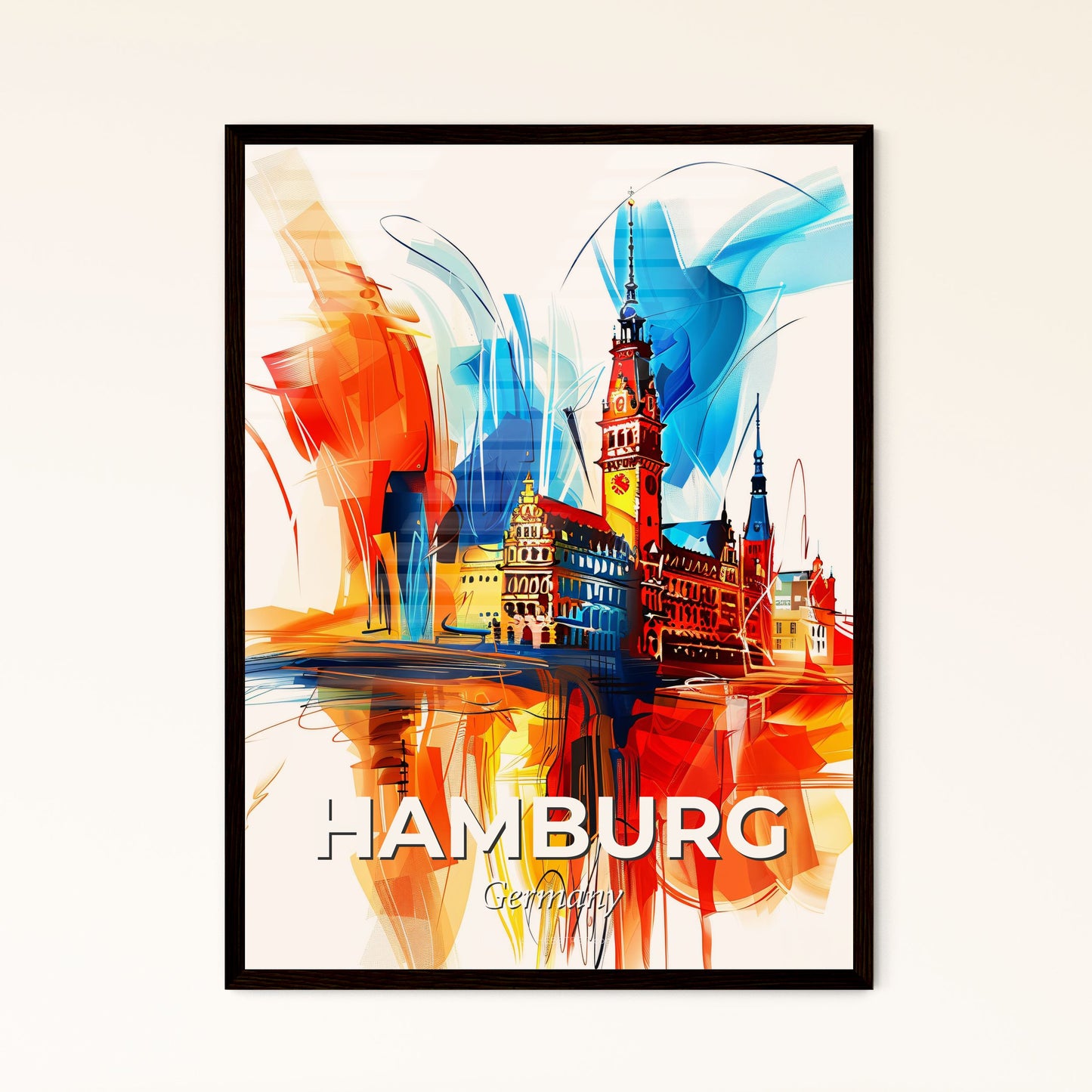 Vibrant Hamburg, Germany - A Colorful Painting Of A Building