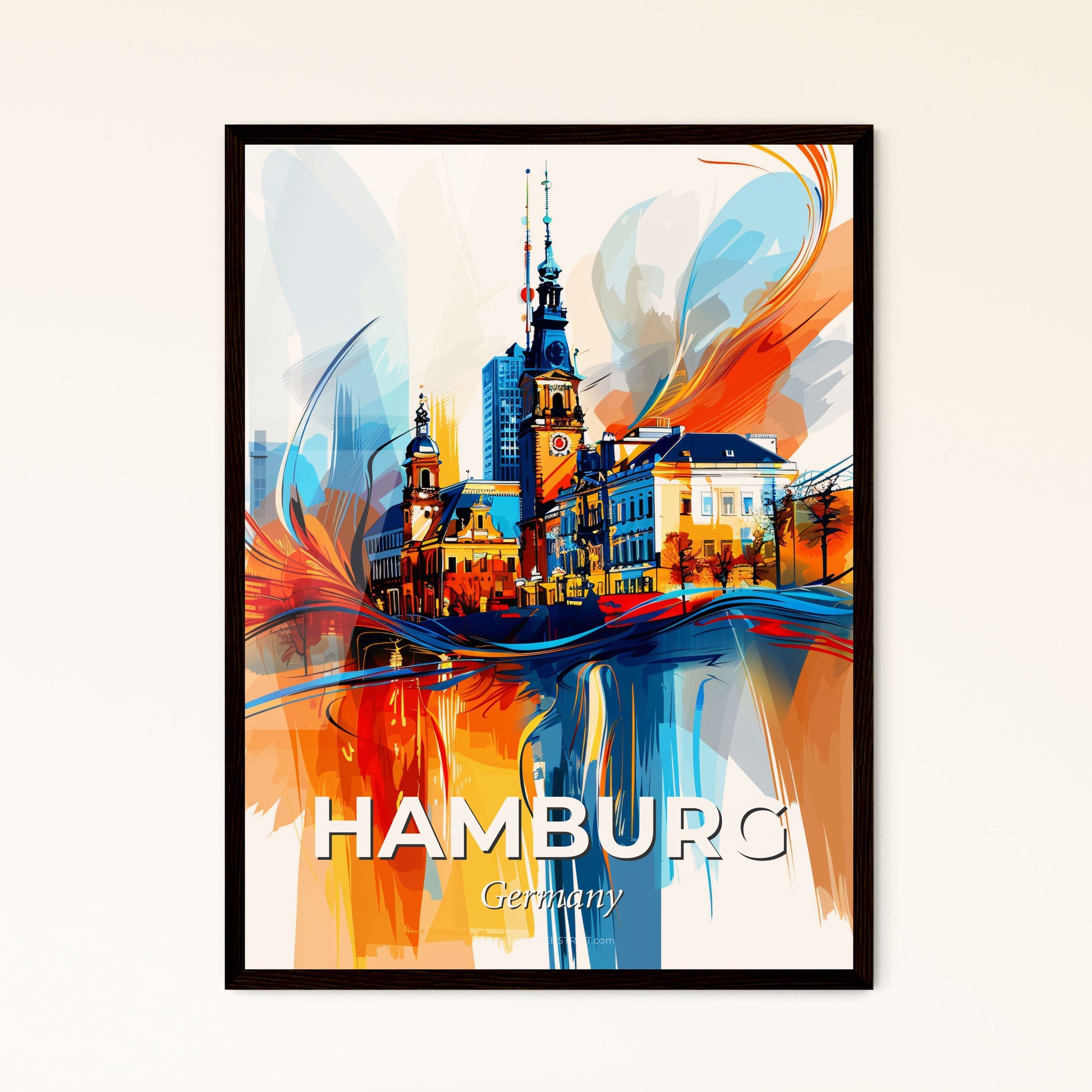 Vibrant Hamburg, Germany - A Colorful Painting Of A Building