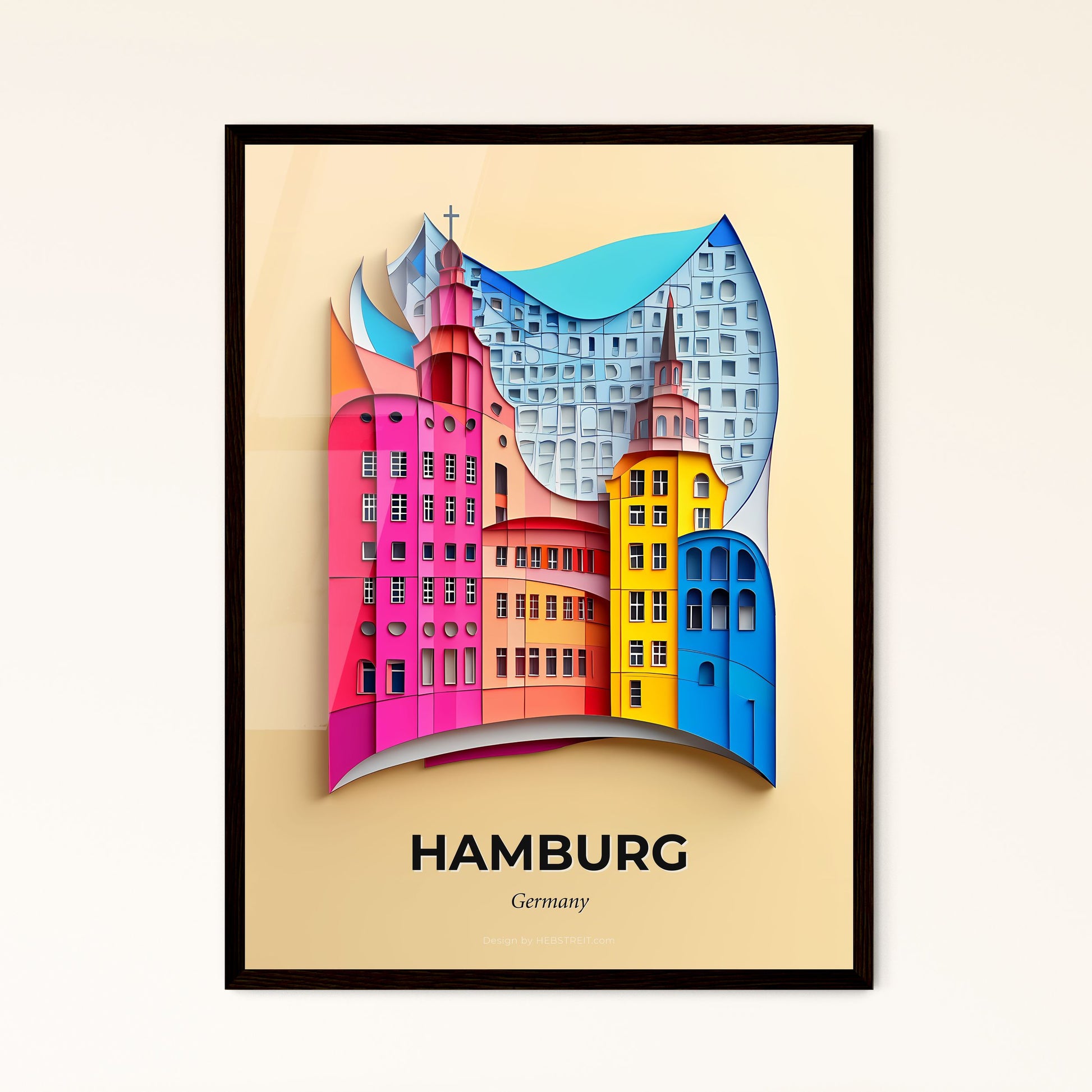 Vivid Hamburg, Germany - a paper cut of a city with a church