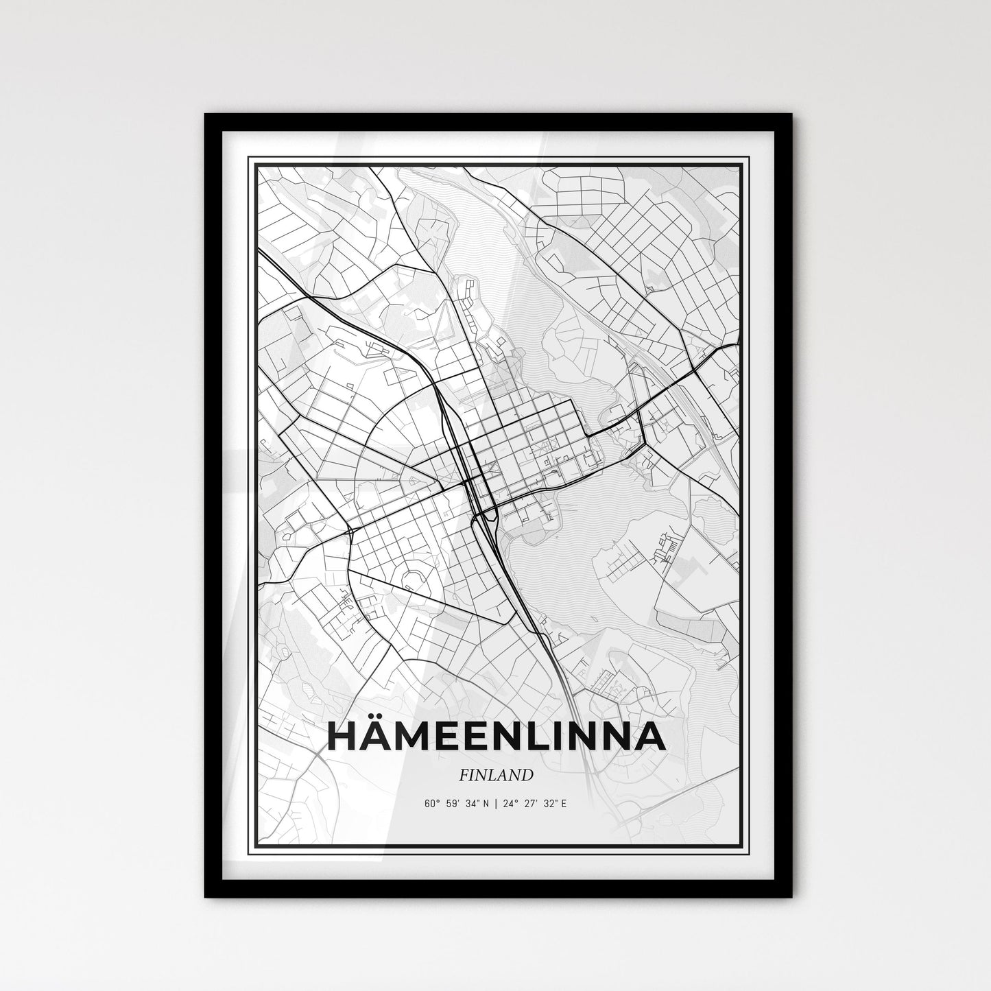 Hämeenlinna Finland - Scandinavian Style City Map for Modern Home Decor