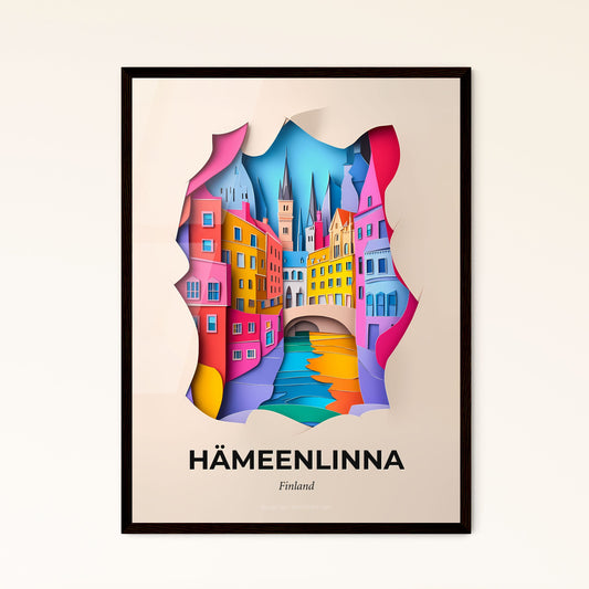 Vivid Hämeenlinna, Finland - a paper cut of a city with a bridge