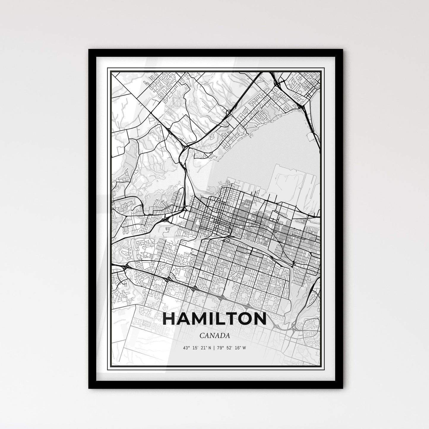 Hamilton Canada - Scandinavian Style City Map for Modern Home Decor