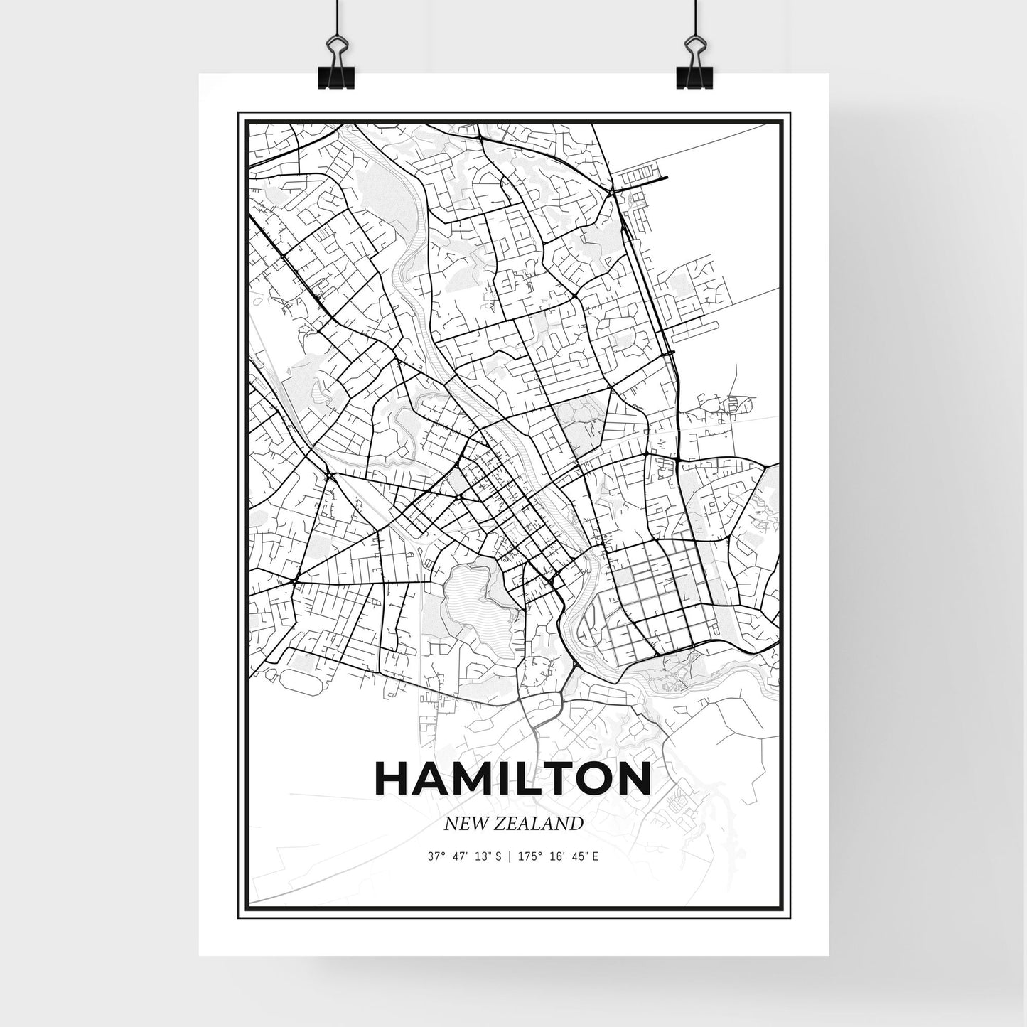 Hamilton New Zealand - Premium City Map Poster