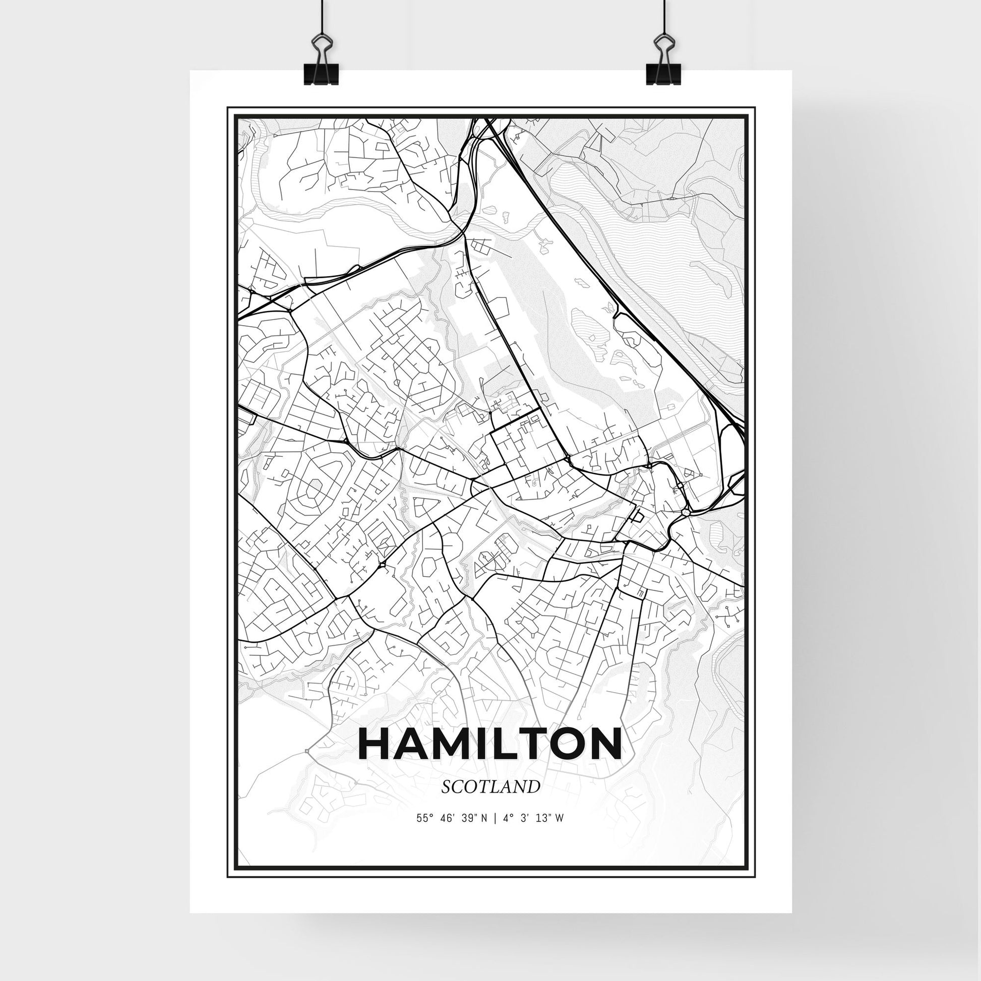 Hamilton Scotland - Premium City Map Poster