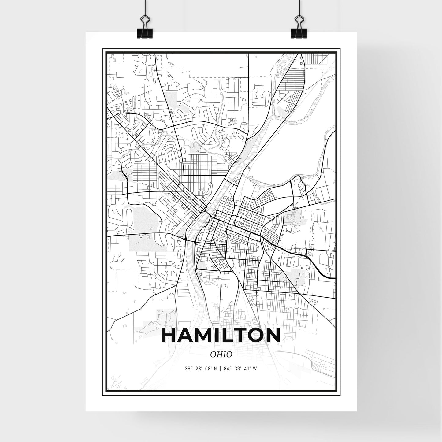 Hamilton Ohio - Premium City Map Poster