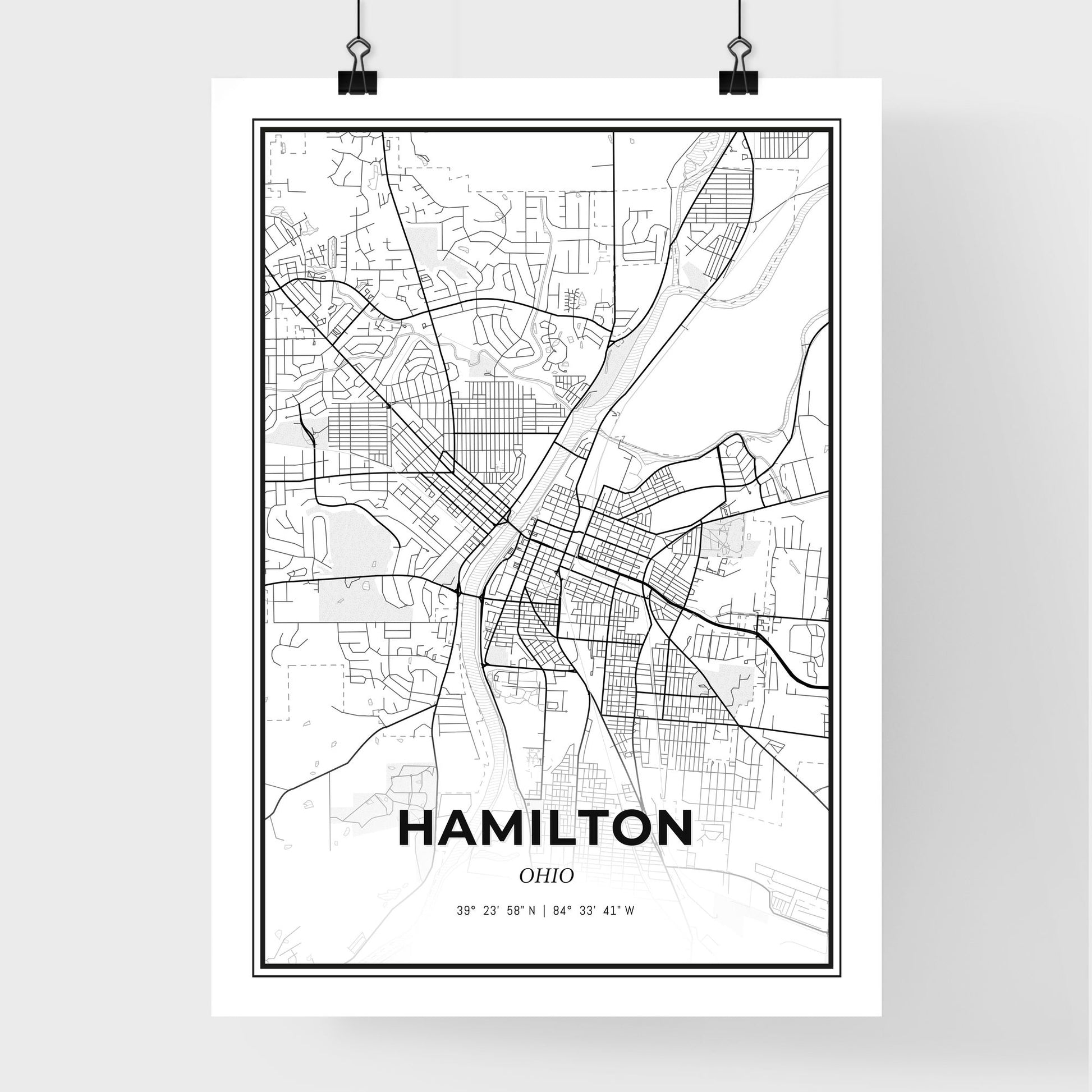 Hamilton Ohio - Premium City Map Poster