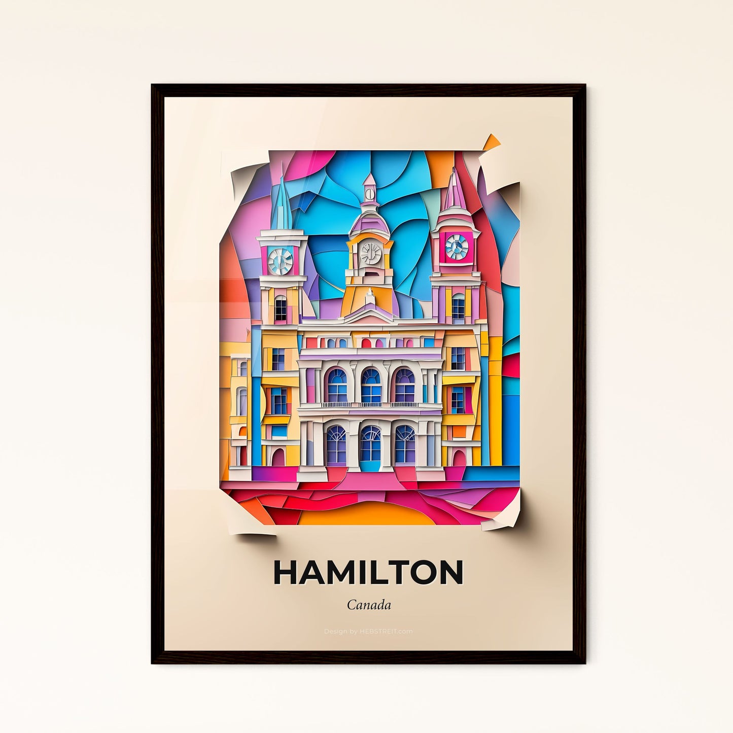 Vivid Hamilton, Canada - a colorful picture of a building with a clock on it