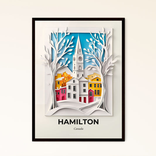 Vivid Hamilton, Canada - a paper cut of a church and a tree