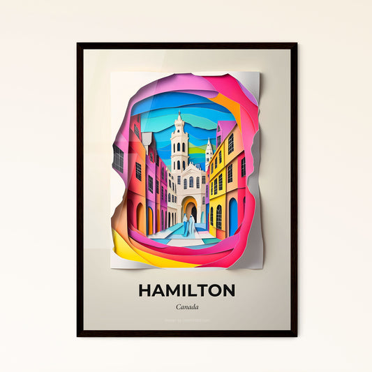 Vivid Hamilton, Canada - a paper cut of a city with a church