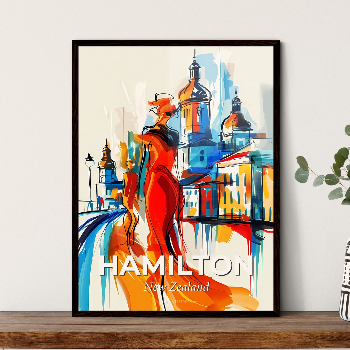 Vibrant Hamilton, New Zealand - A Painting Of A Woman In A Dress