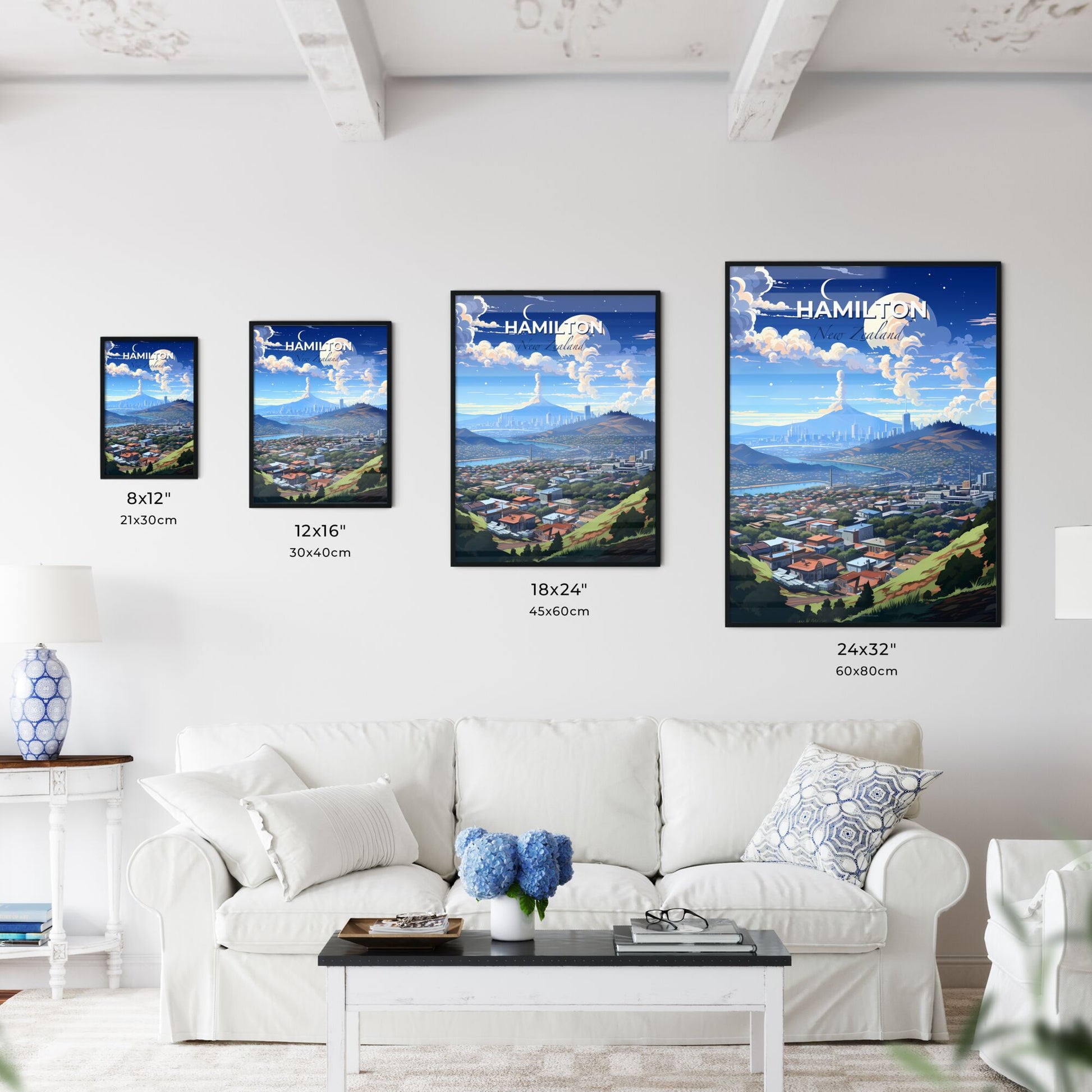 Color Splendor of Hamilton City Skyline Set Against the Majestic Mountains Default Title