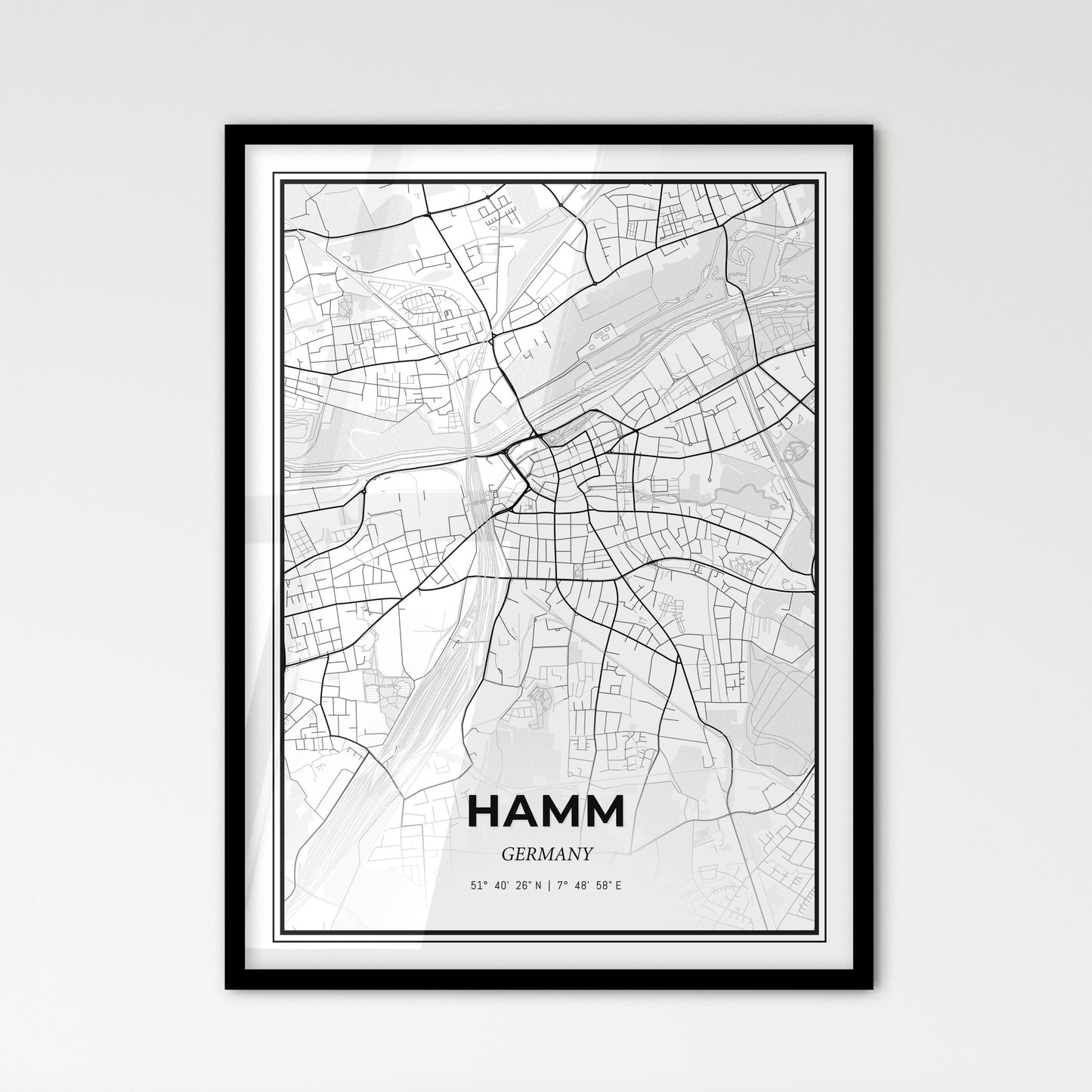 Hamm Germany - Scandinavian Style City Map for Modern Home Decor