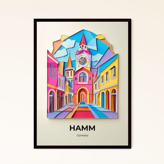 Vivid Hamm, Germany - a colorful city with a clock tower on the top