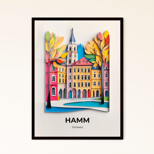 Vivid Hamm, Germany - a paper cut of a city with a church tower