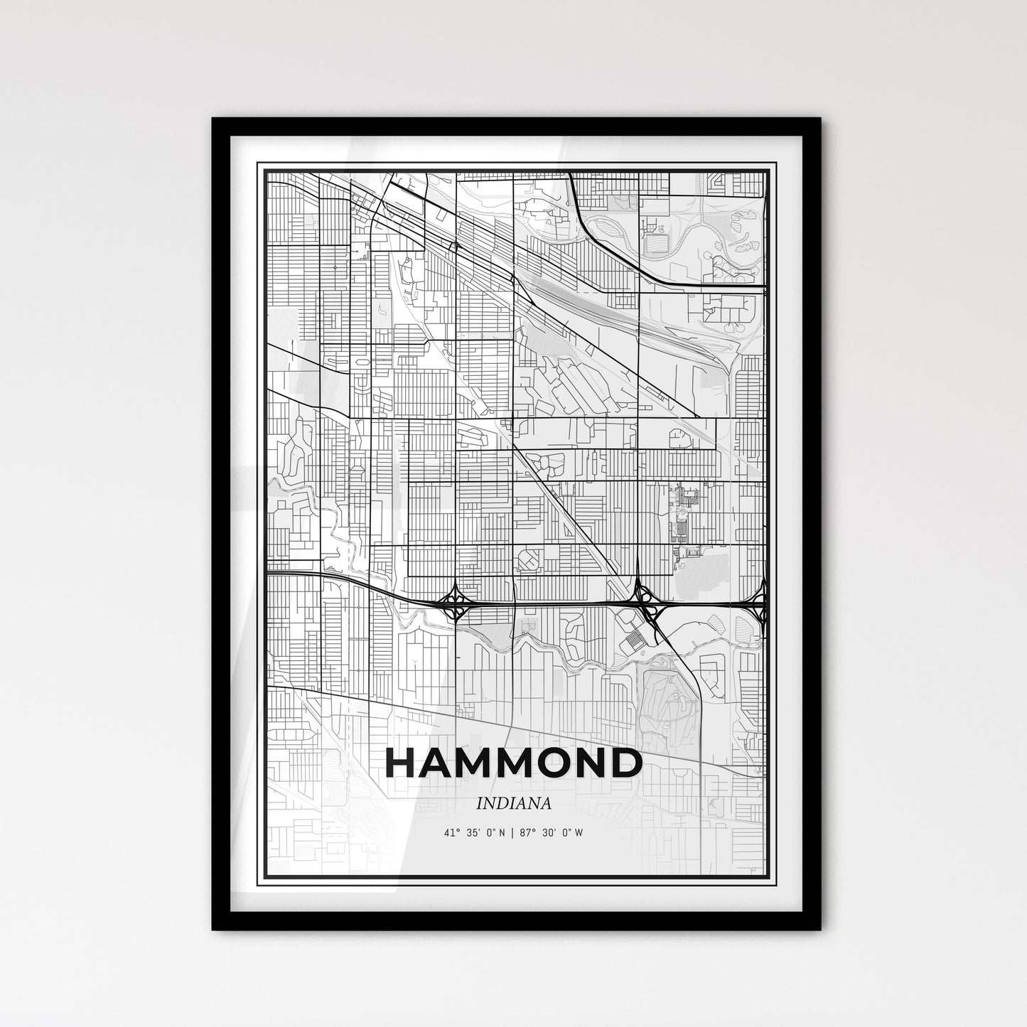 Hammond Indiana - Scandinavian Style City Map for Modern Home Decor