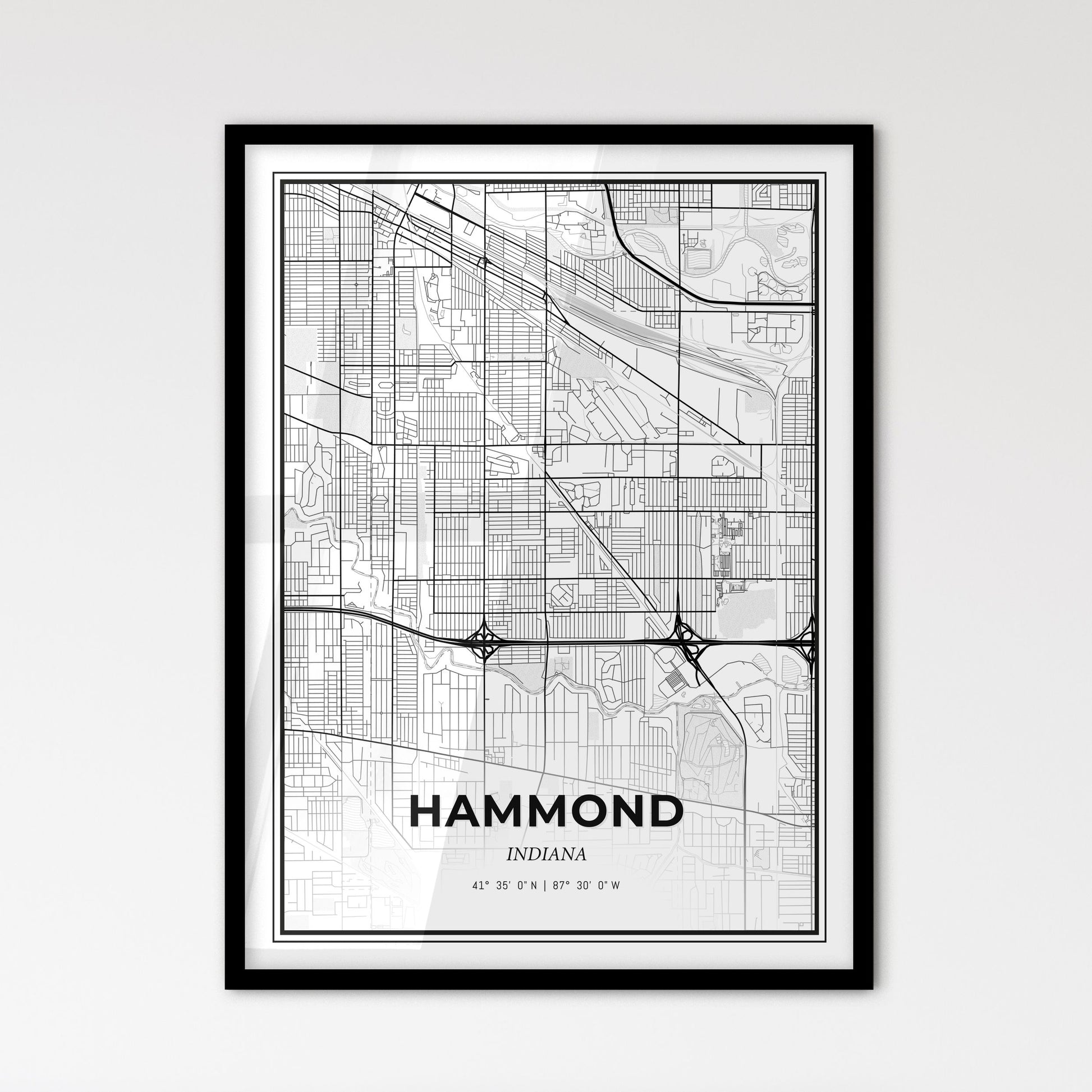 Hammond Indiana - Scandinavian Style City Map for Modern Home Decor