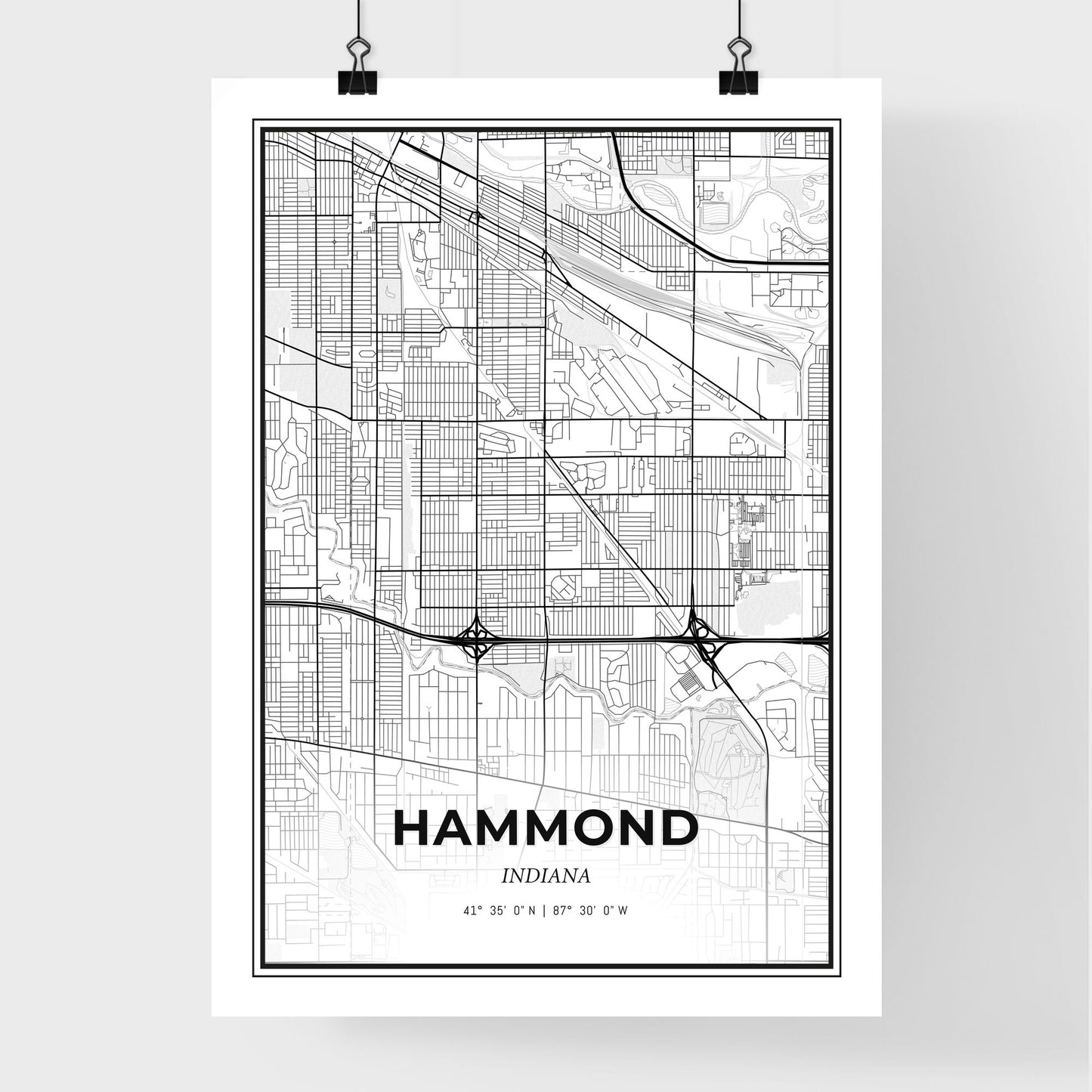 Hammond Indiana - Premium City Map Poster