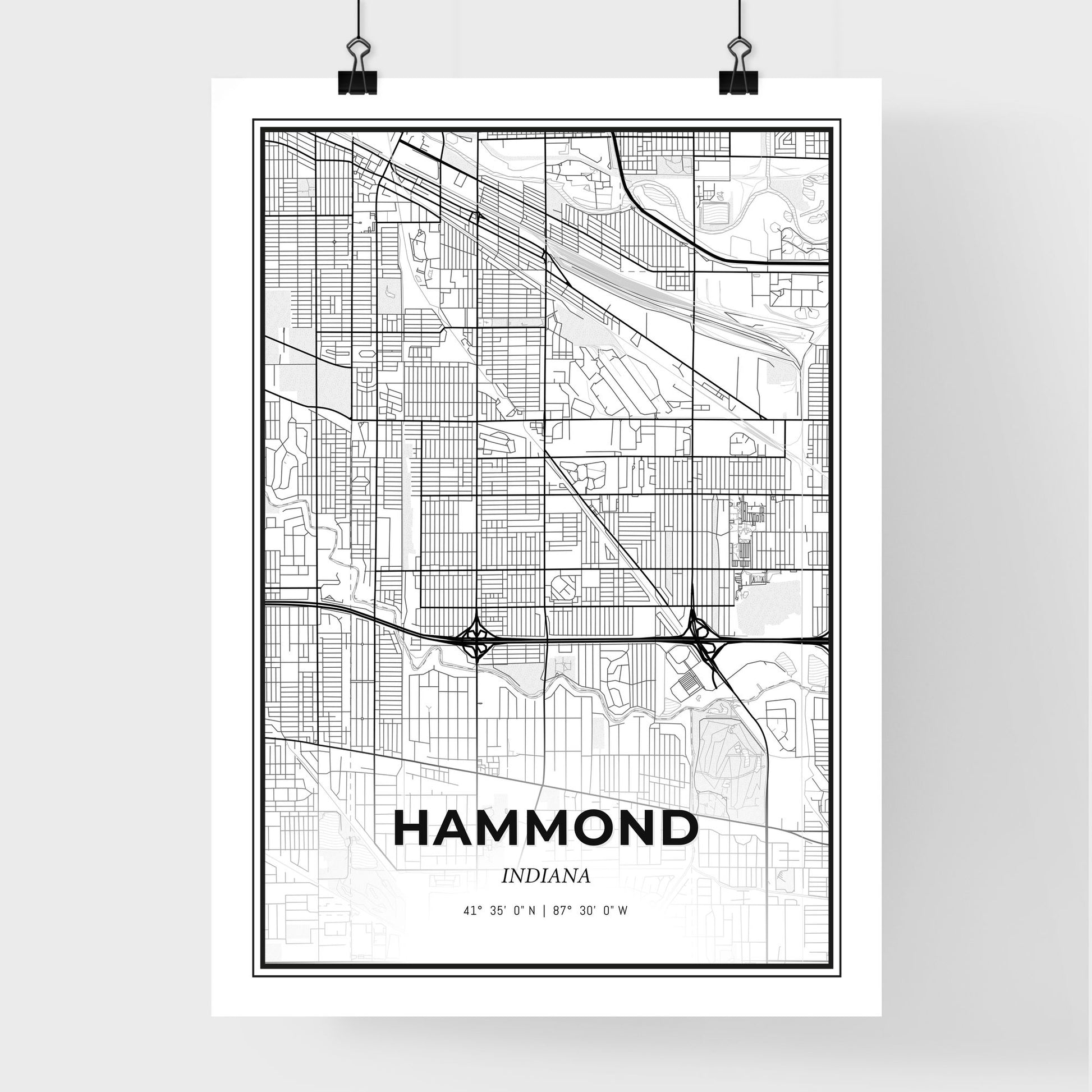 Hammond Indiana - Premium City Map Poster