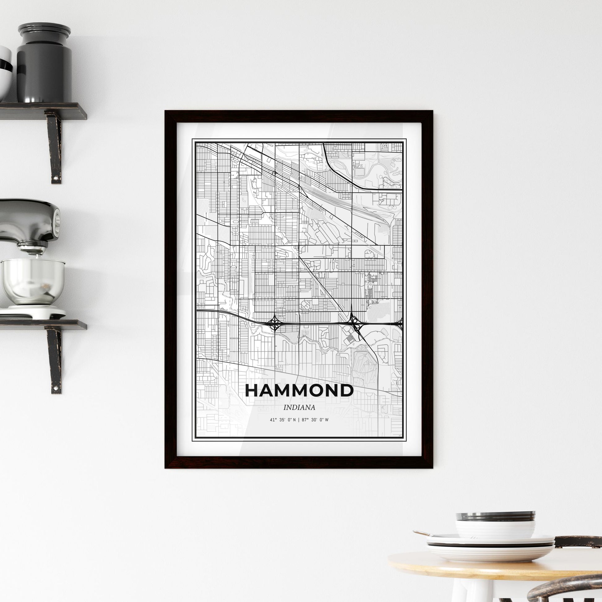 Hammond Indiana - Minimal City Map