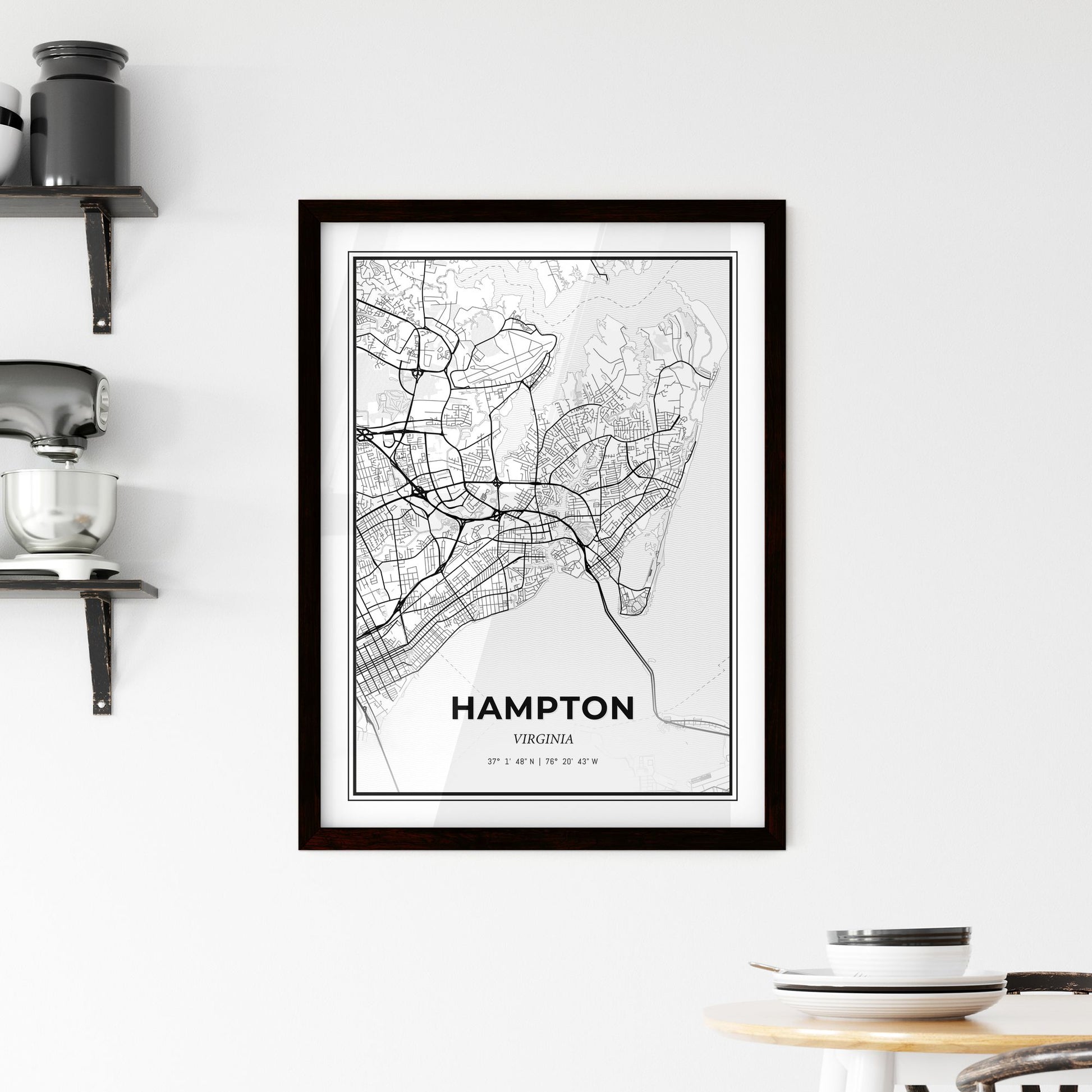 Hampton Virginia - Minimal City Map