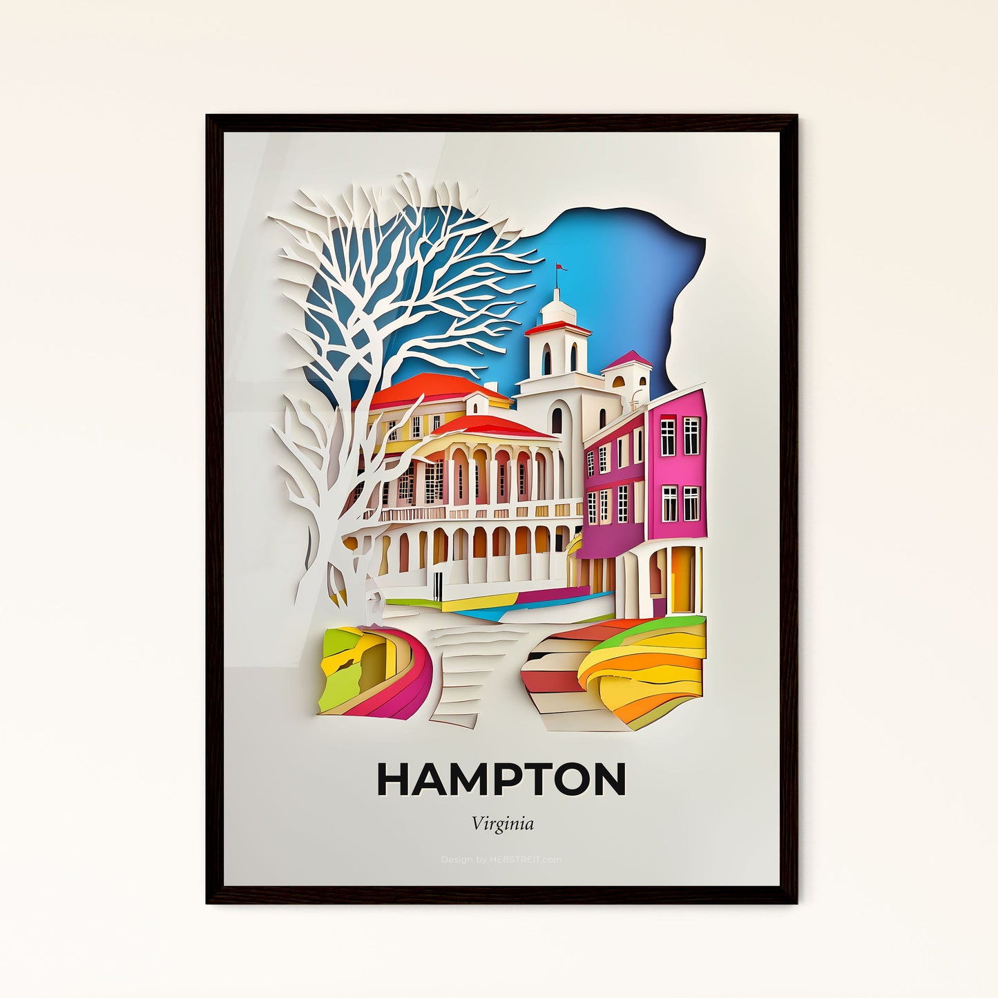 Vivid Hampton, Virginia - a paper cut of a building with a tree