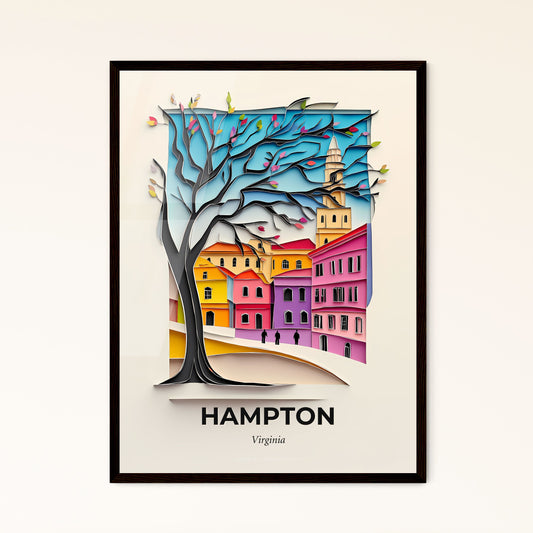 Vivid Hampton, Virginia - a paper cut of a tree with a building in the background