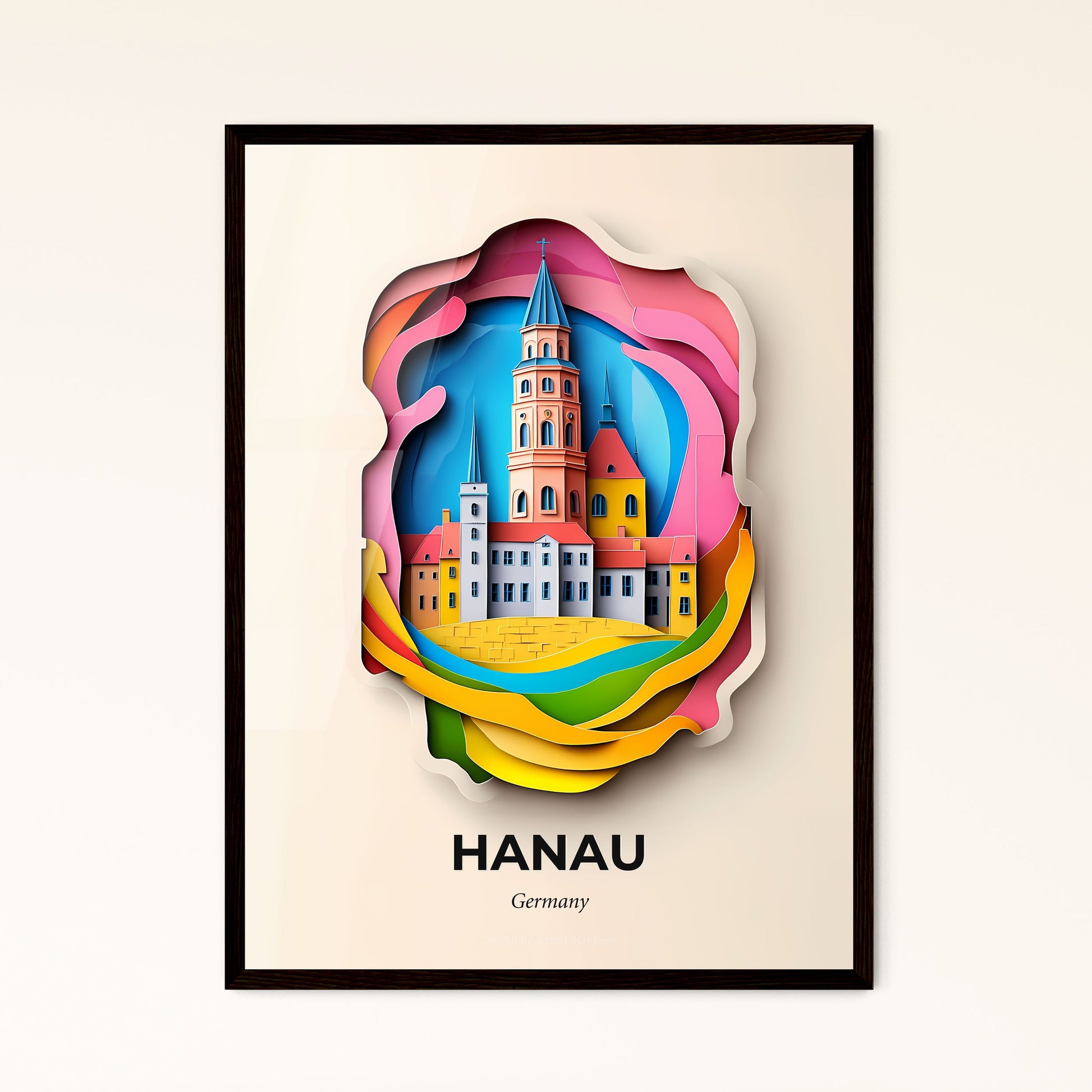 Vivid Hanau, Germany - a colorful city with a clock tower on top of it