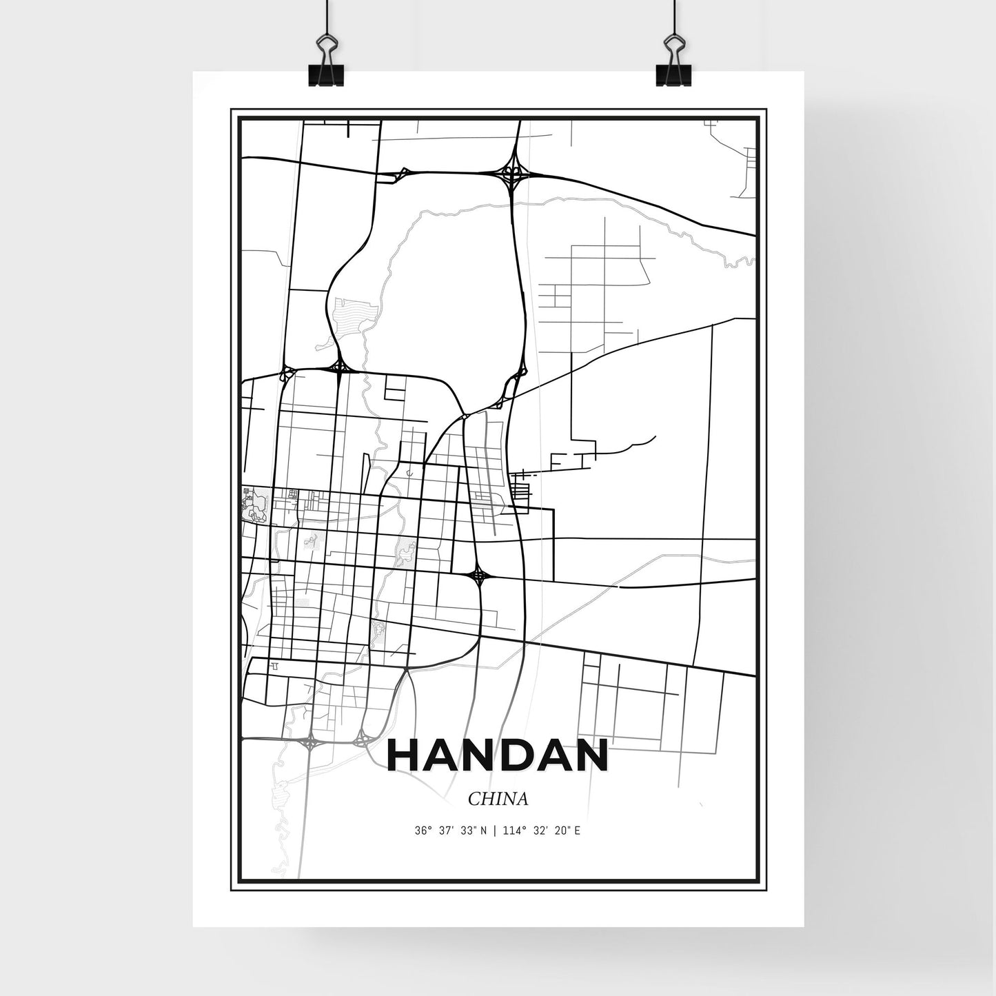 Handan China - Premium City Map Poster