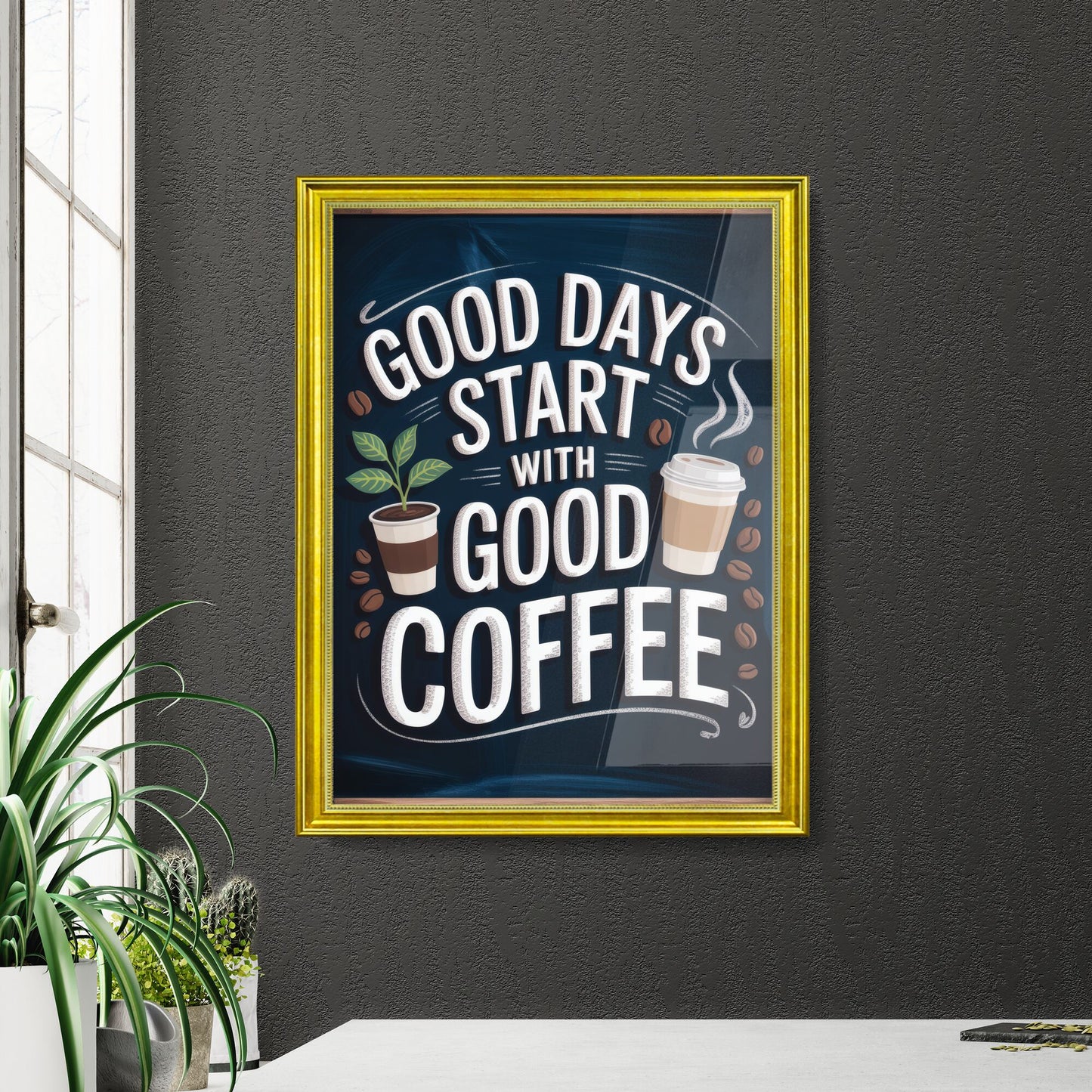 Handcrafted Coffee Sign with Inspirational Quote for Café Decor and Coffee Lovers