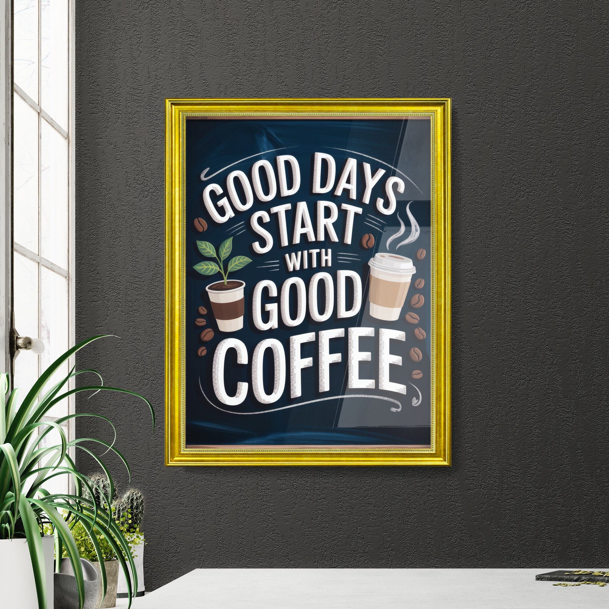 Handcrafted Coffee Sign with Inspirational Quote for Café Decor and Coffee Lovers