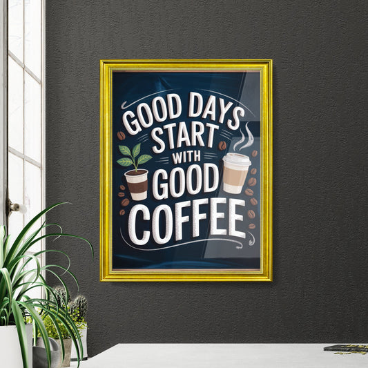 Handcrafted Coffee Sign with Inspirational Quote for Café Decor and Coffee Lovers