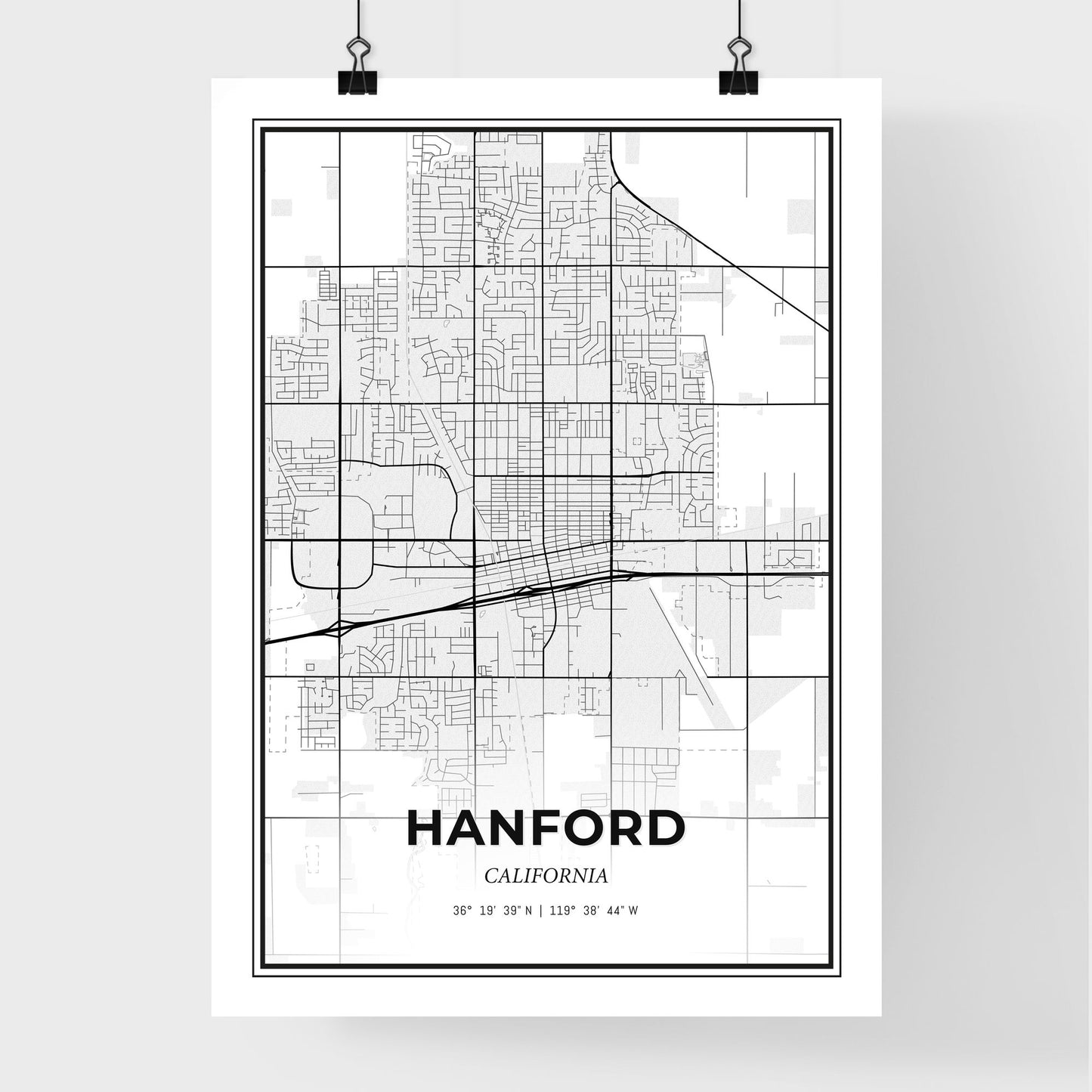 Hanford California - Premium City Map Poster