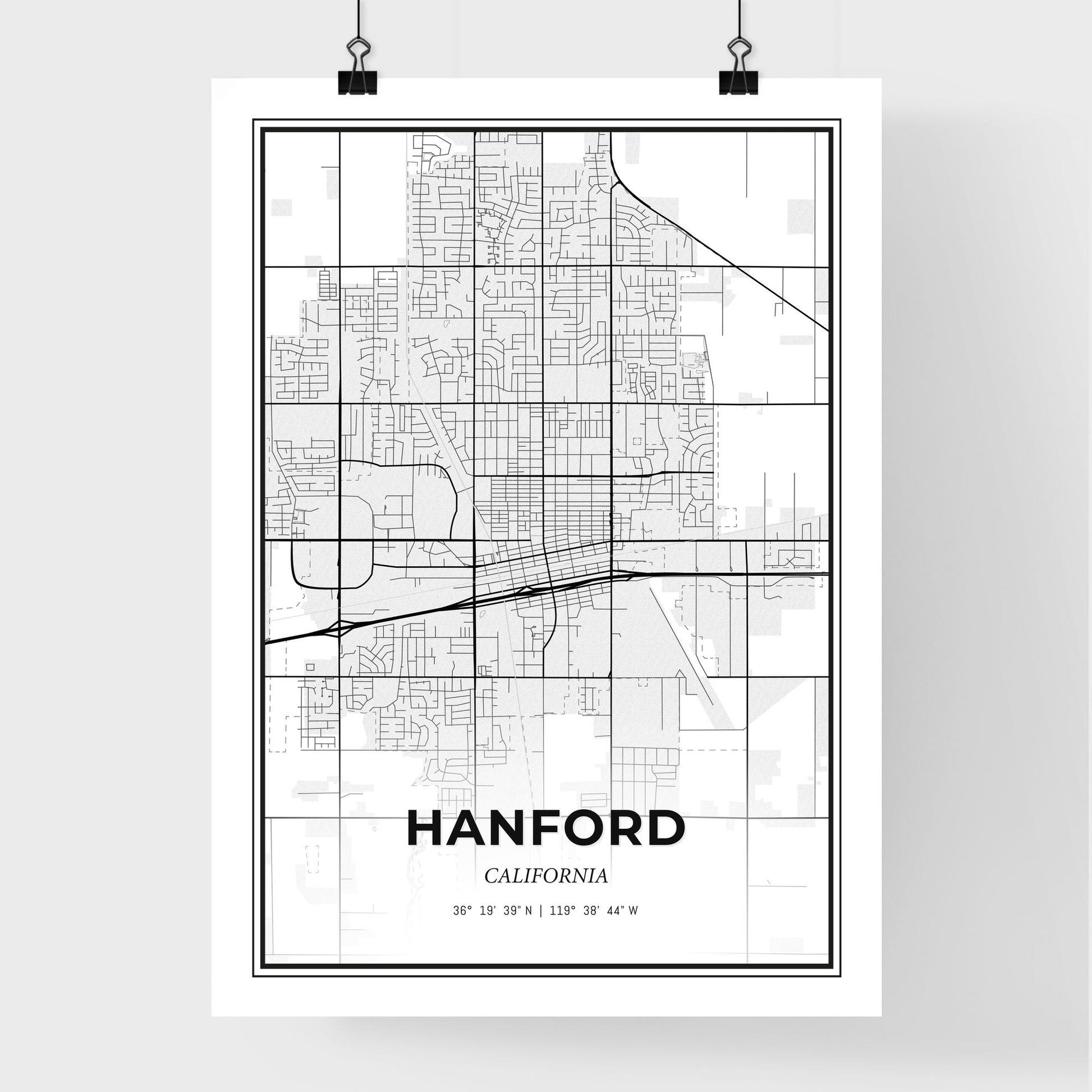 Hanford California - Premium City Map Poster