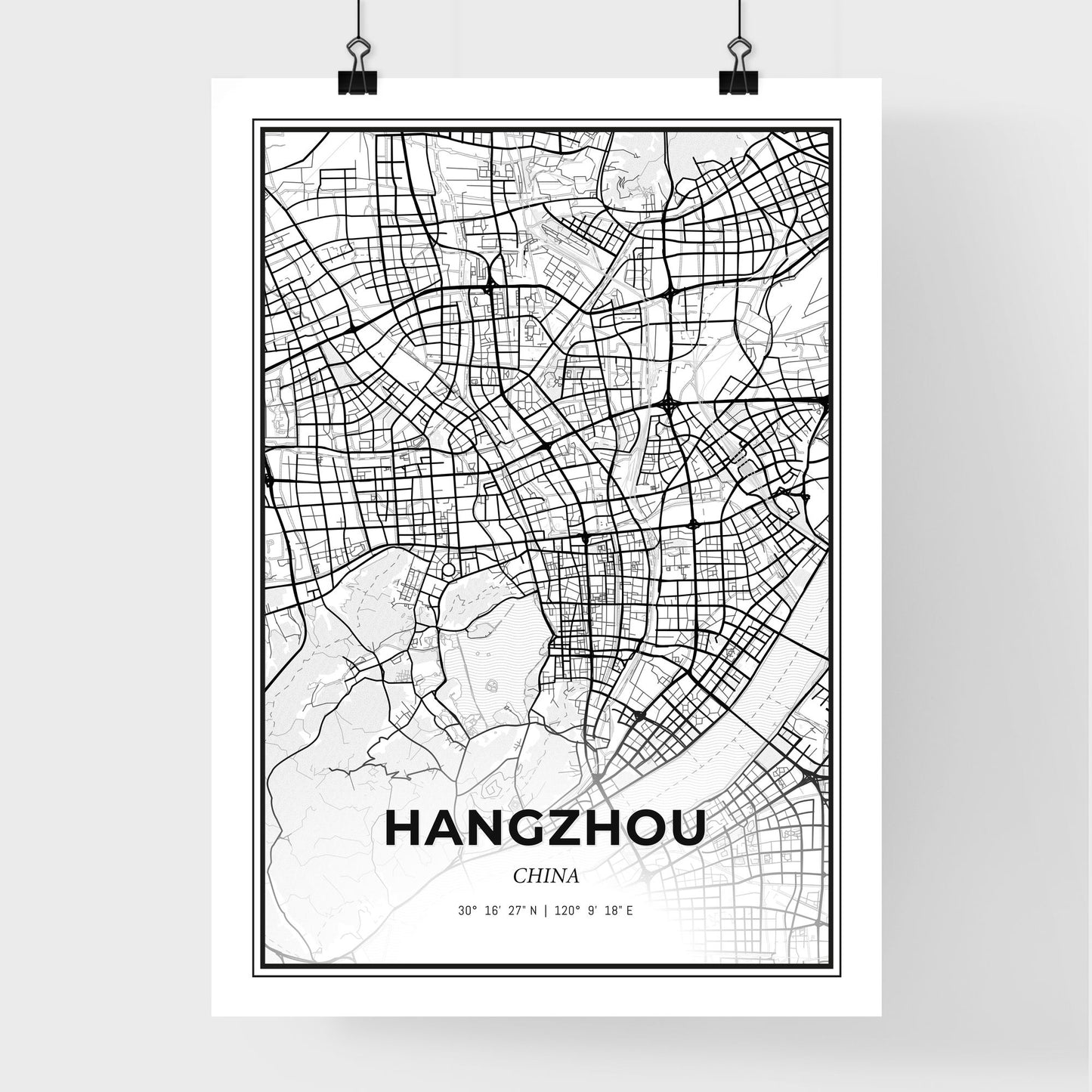 Hangzhou China - Premium City Map Poster