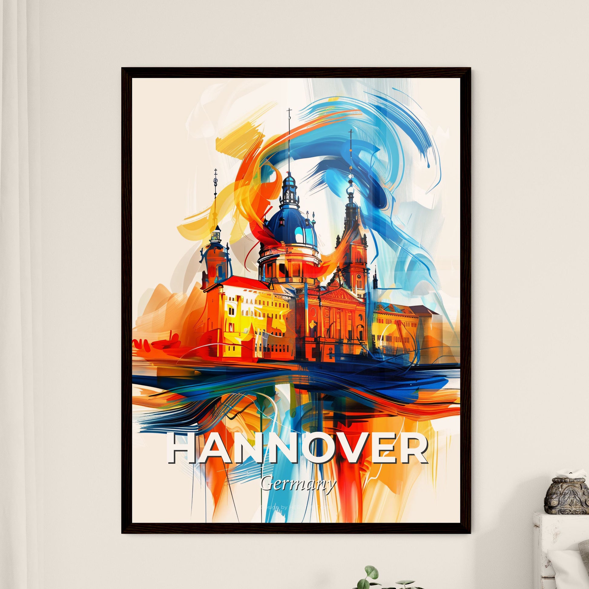 Vibrant Hannover, Germany - A Painting Of A Building