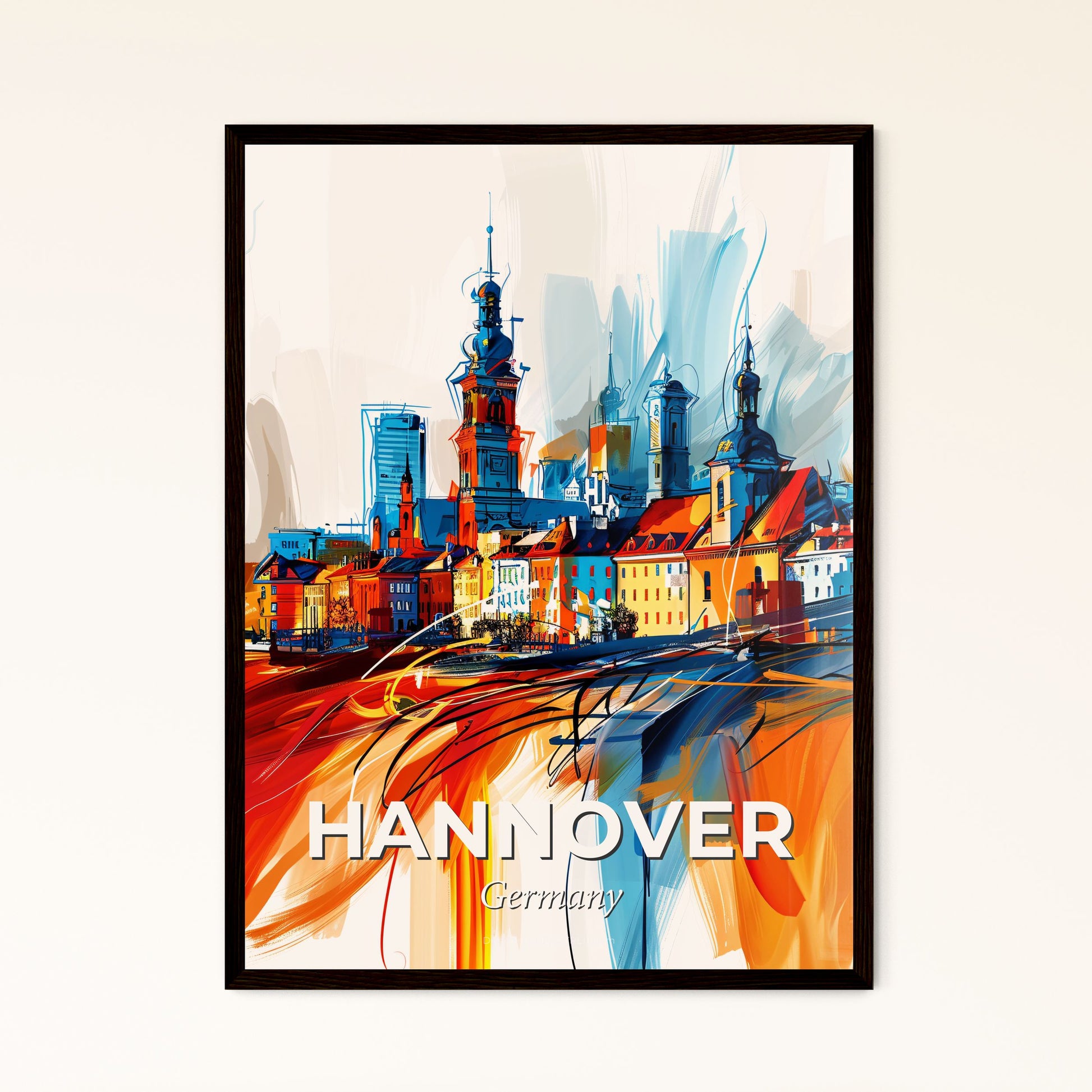 Vibrant Hannover, Germany - A Colorful Cityscape With Many Towers And Buildings