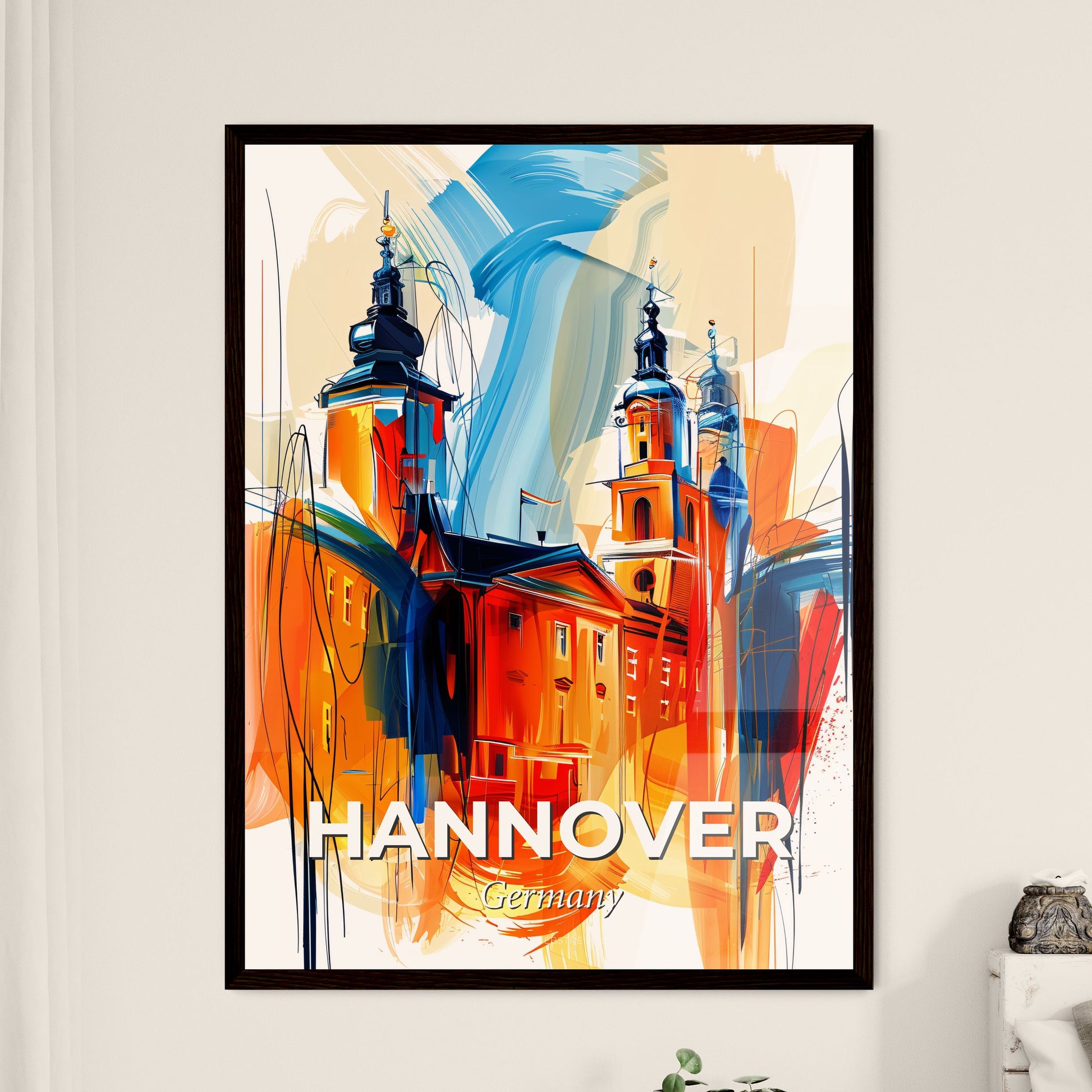 Vibrant Hannover, Germany - A Painting Of A Building